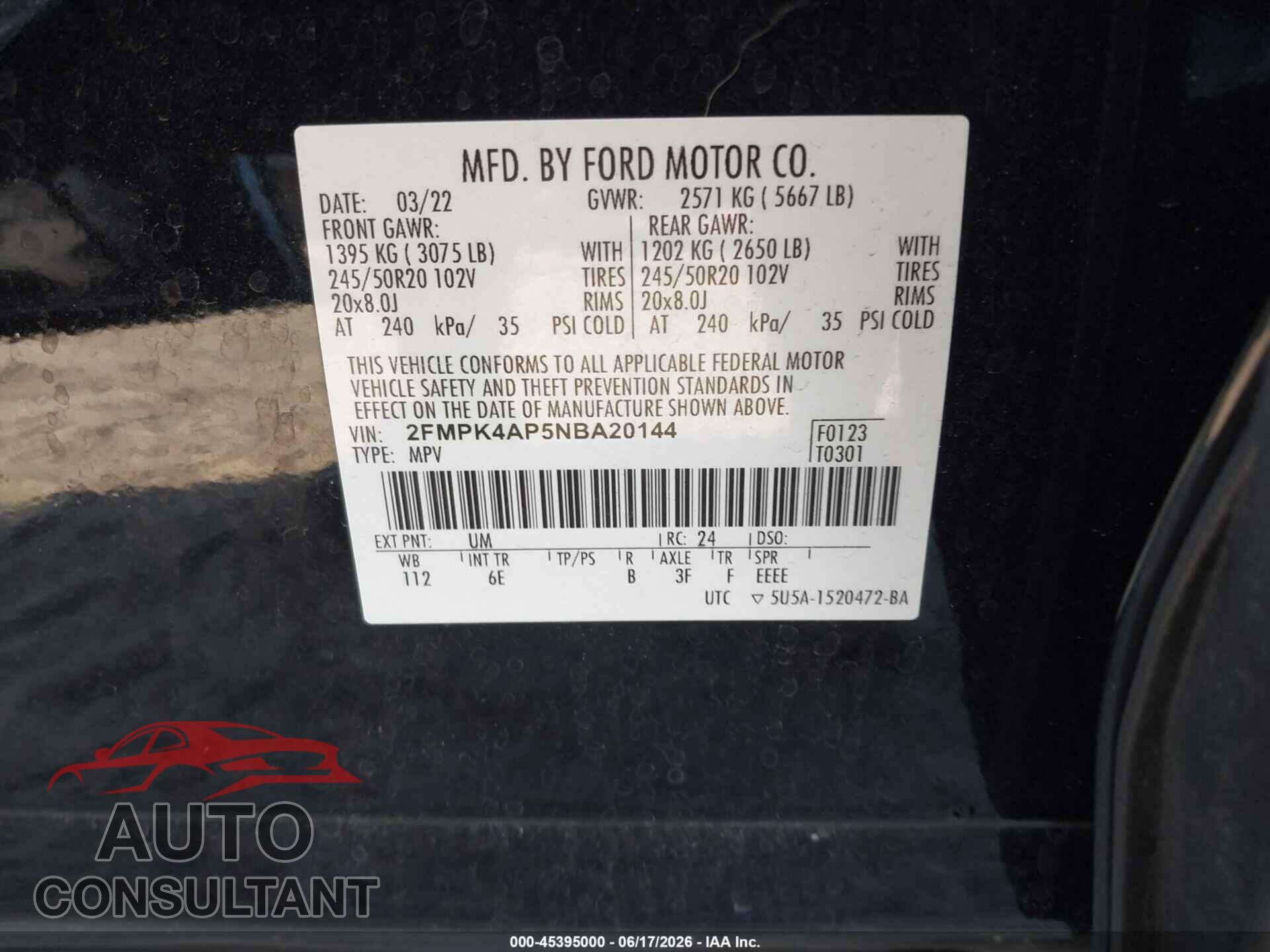 FORD EDGE 2022 - 2FMPK4AP5NBA20144