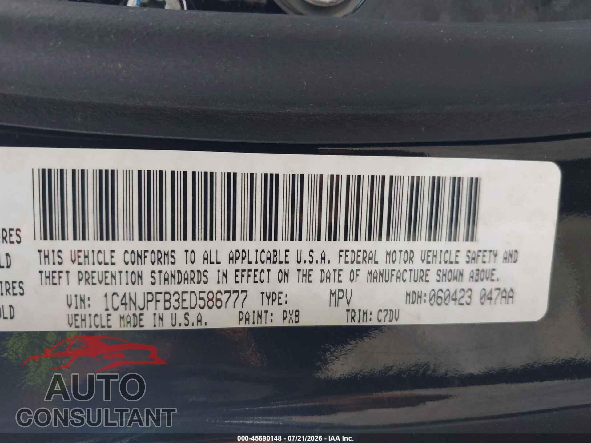 JEEP PATRIOT 2014 - 1C4NJPFB3ED586777