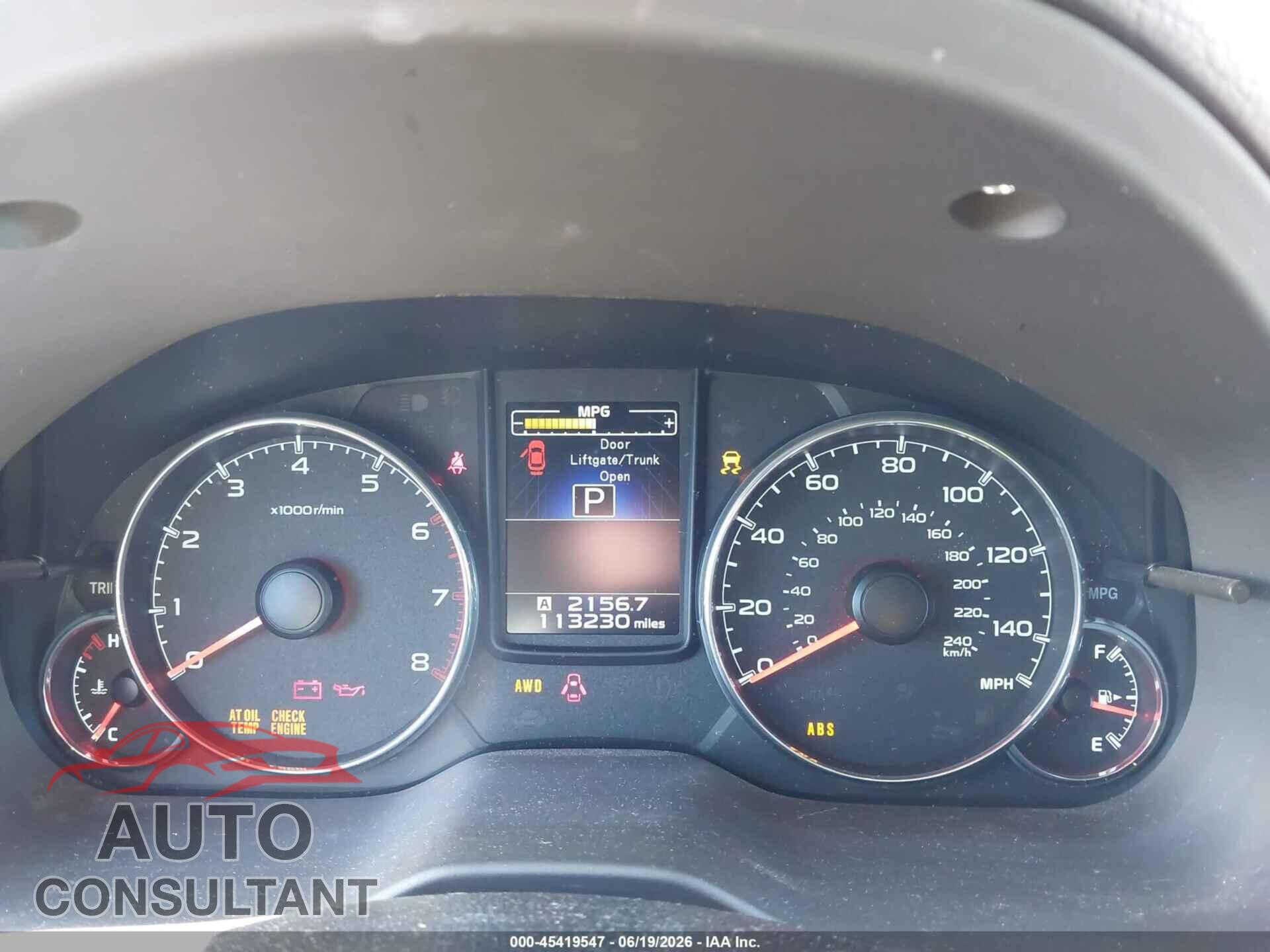 SUBARU OUTBACK 2014 - 4S4BRBKCXE3295711