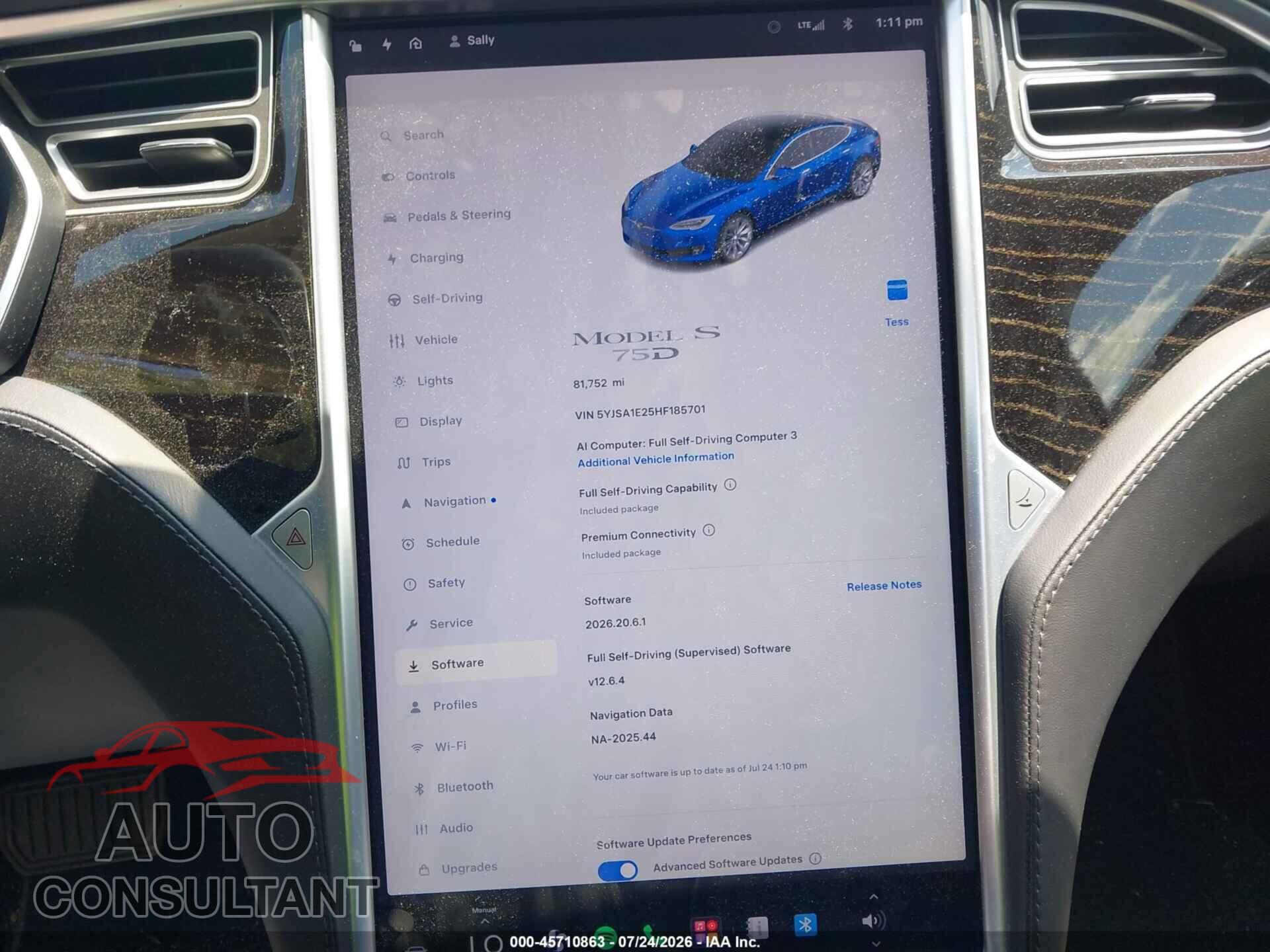 TESLA MODEL S 2017 - 5YJSA1E25HF185701