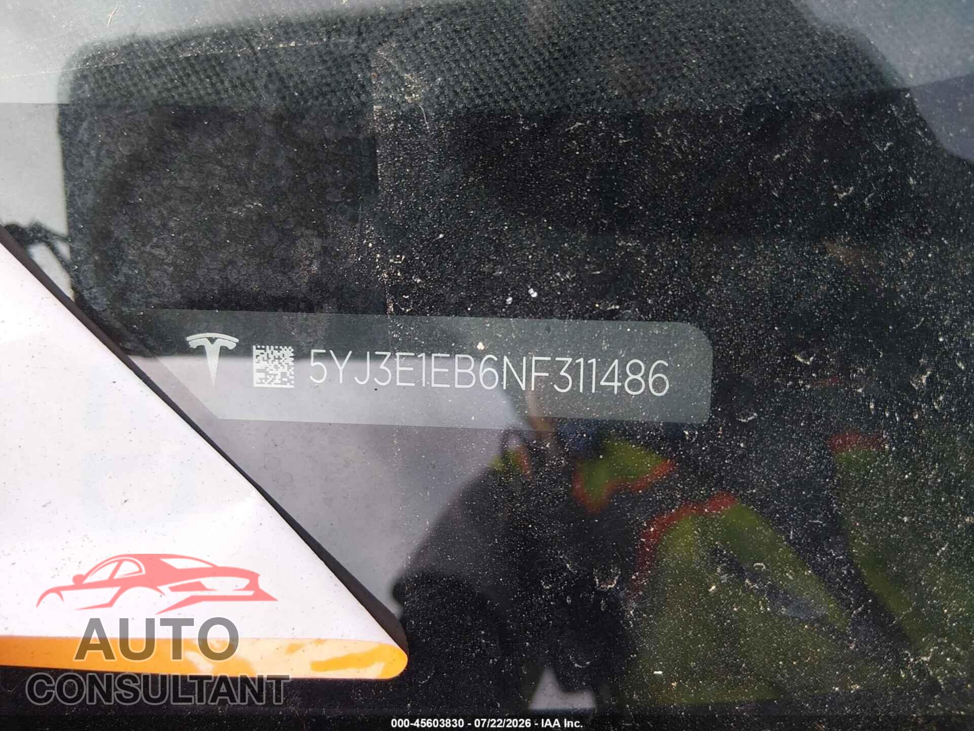 TESLA MODEL 3 2022 - 5YJ3E1EB6NF311486