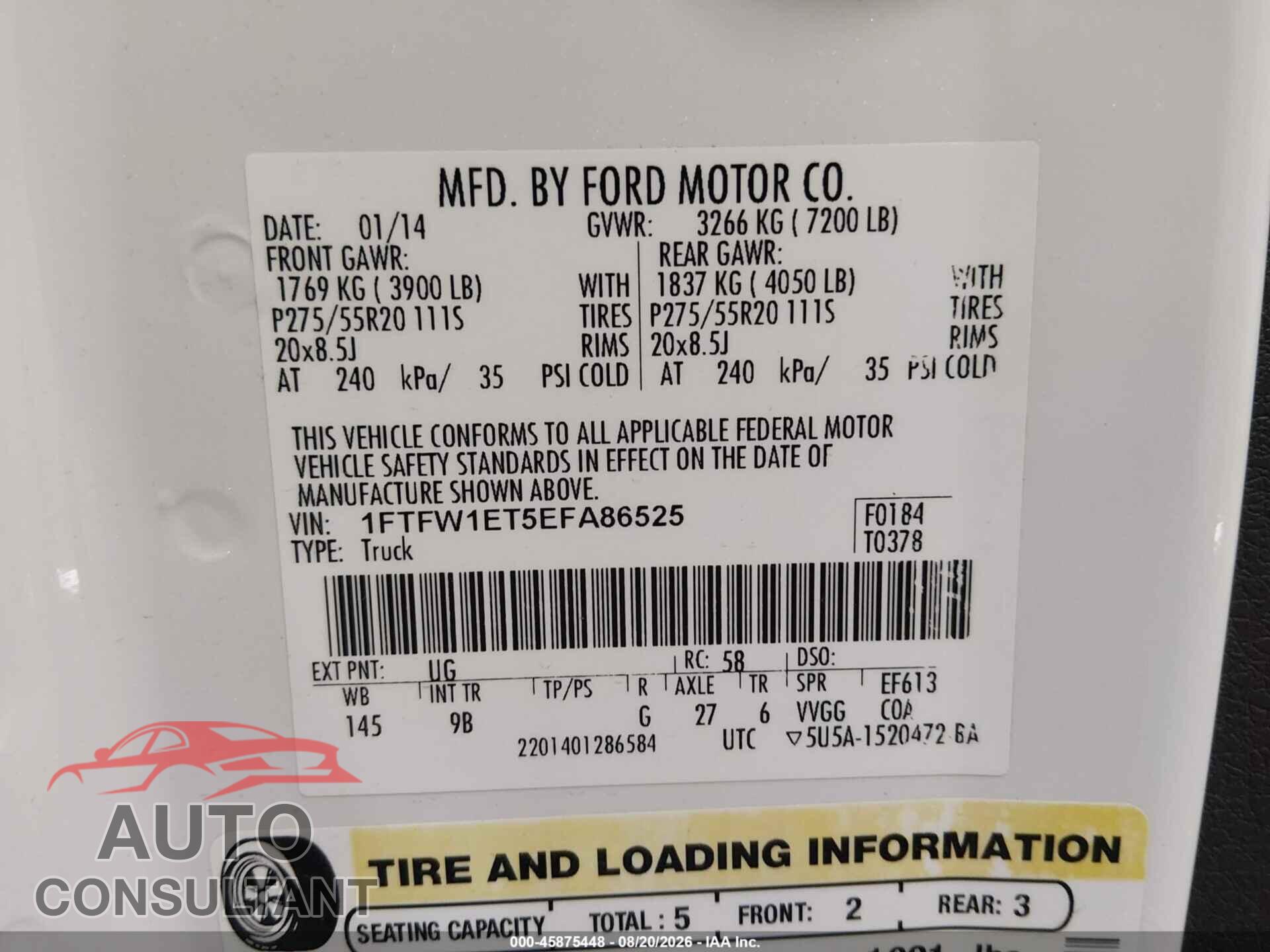 FORD F-150 2014 - 1FTFW1ET5EFA86525