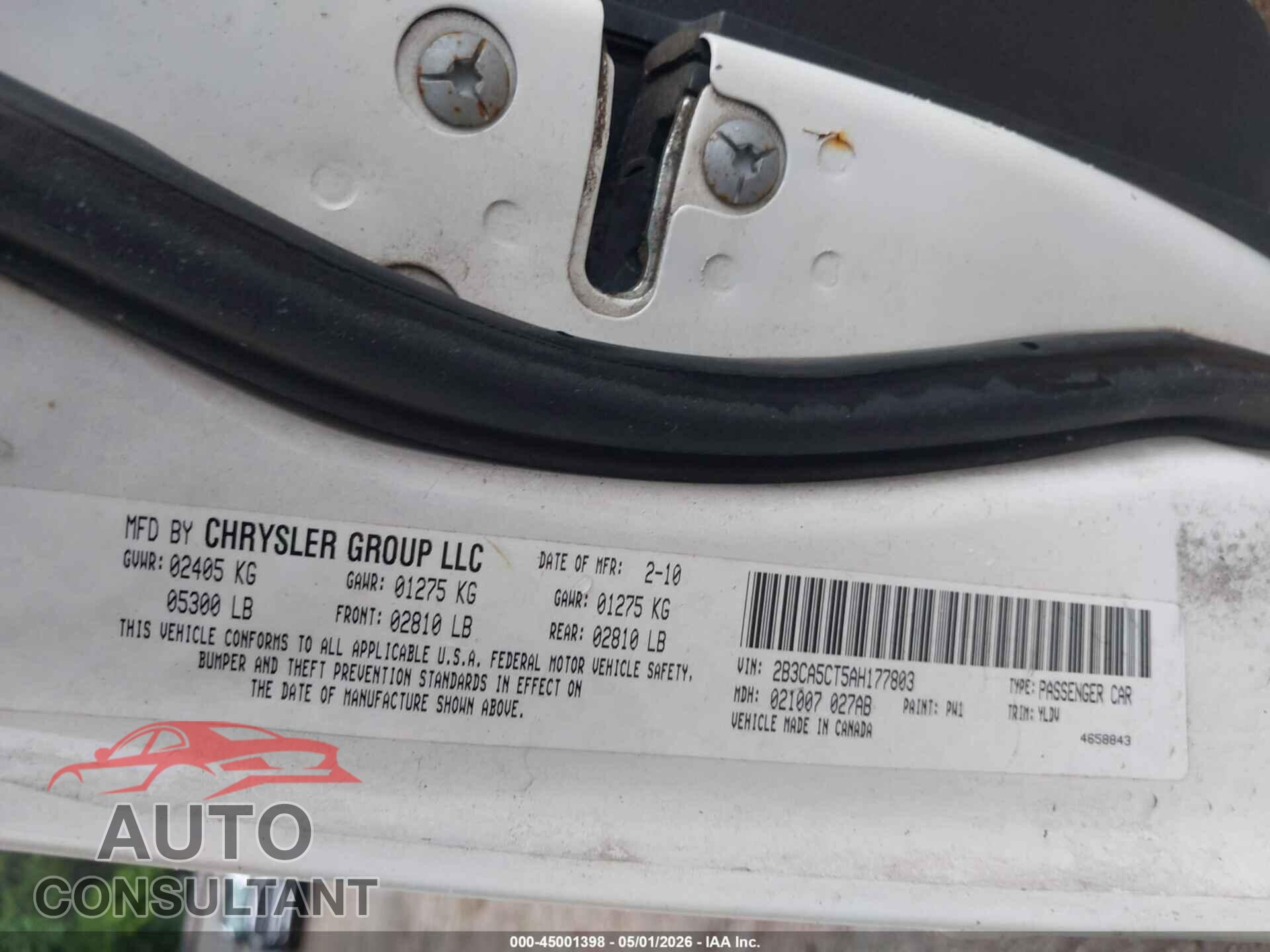 DODGE CHARGER 2010 - 2B3CA5CT5AH177803