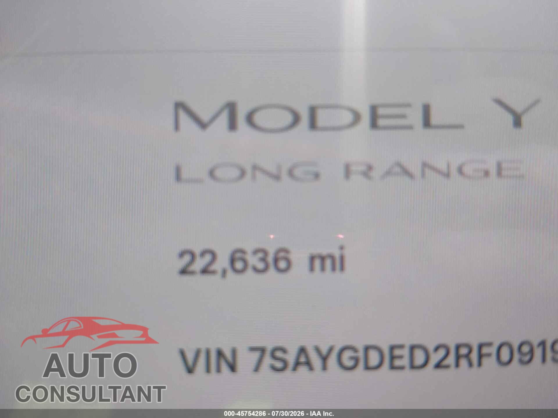TESLA MODEL Y 2024 - 7SAYGDED2RF091906