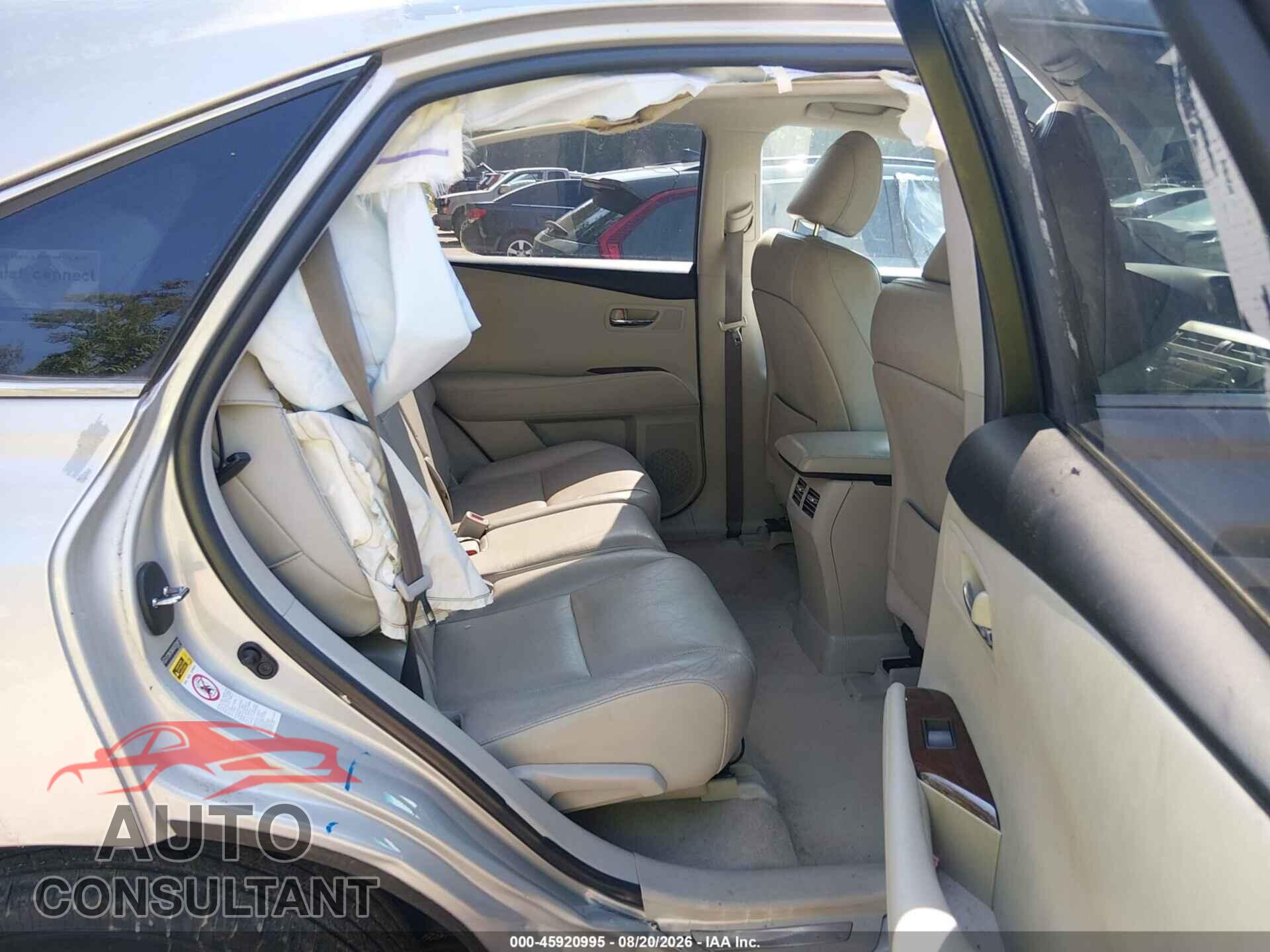 LEXUS RX 350 2010 - 2T2BK1BA2AC070987