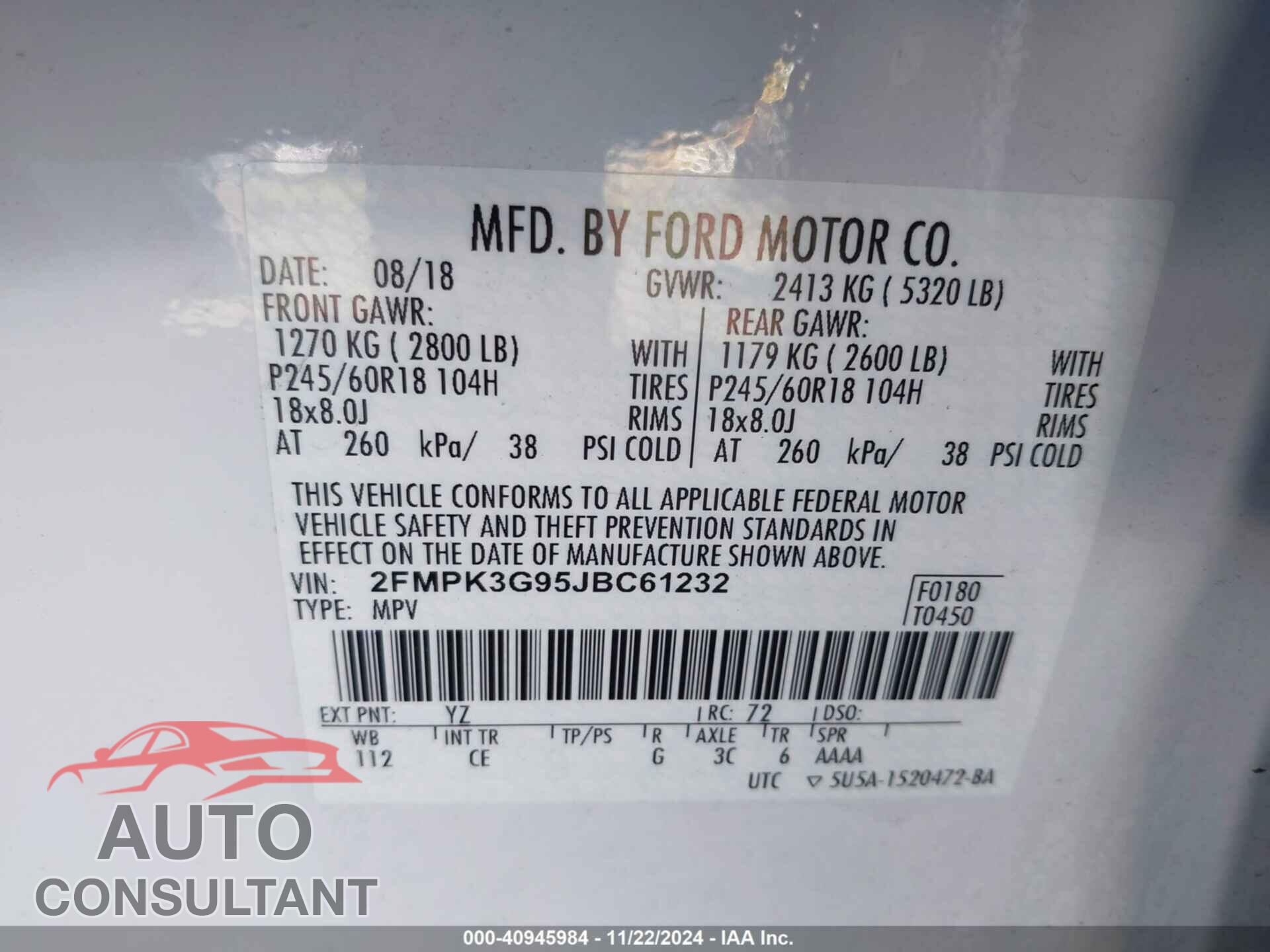 FORD EDGE 2018 - 2FMPK3G95JBC61232