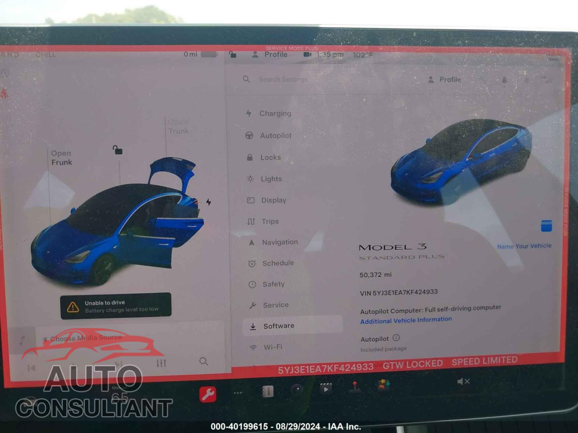 TESLA MODEL 3 2019 - 5YJ3E1EA7KF424933
