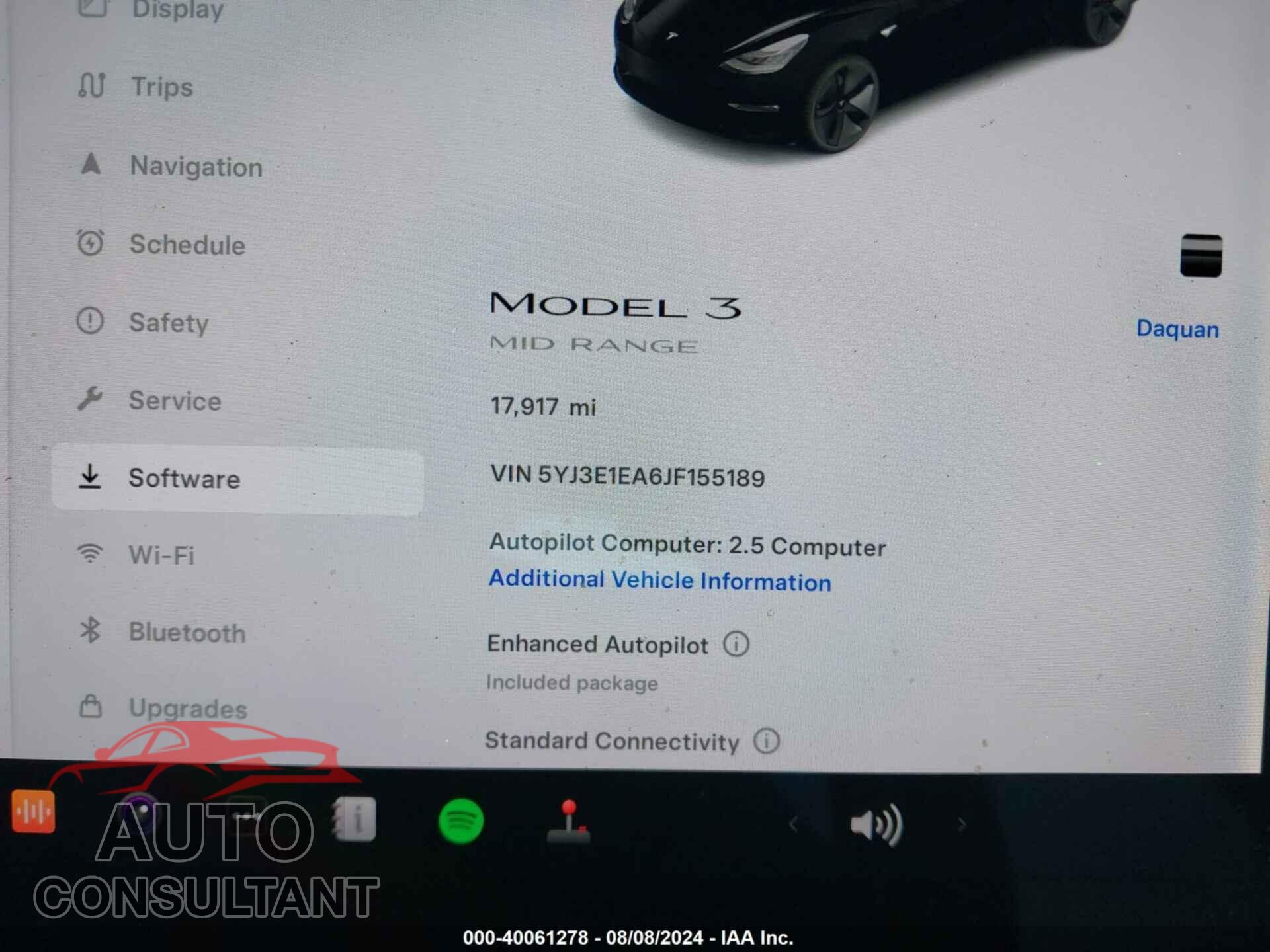 TESLA MODEL 3 2018 - 5YJ3E1EA6JF155189