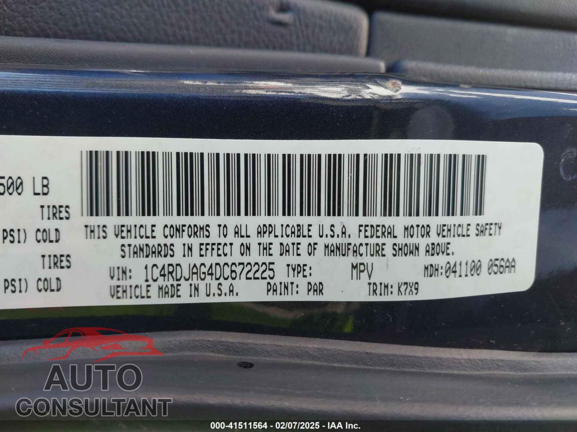 DODGE DURANGO 2013 - 1C4RDJAG4DC672225