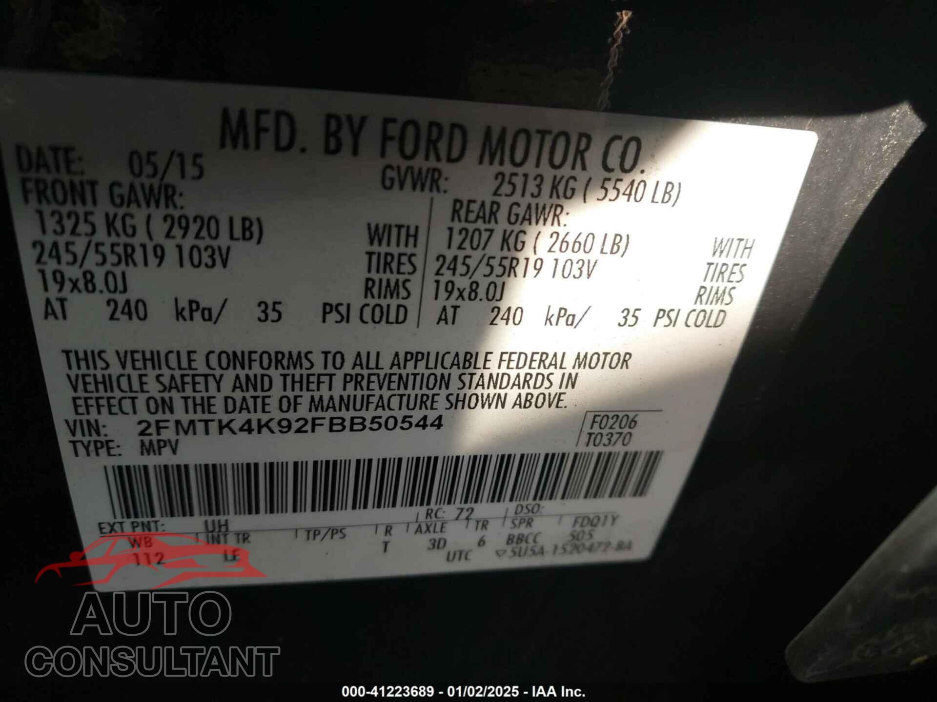 FORD EDGE 2015 - 2FMTK4K92FBB50544