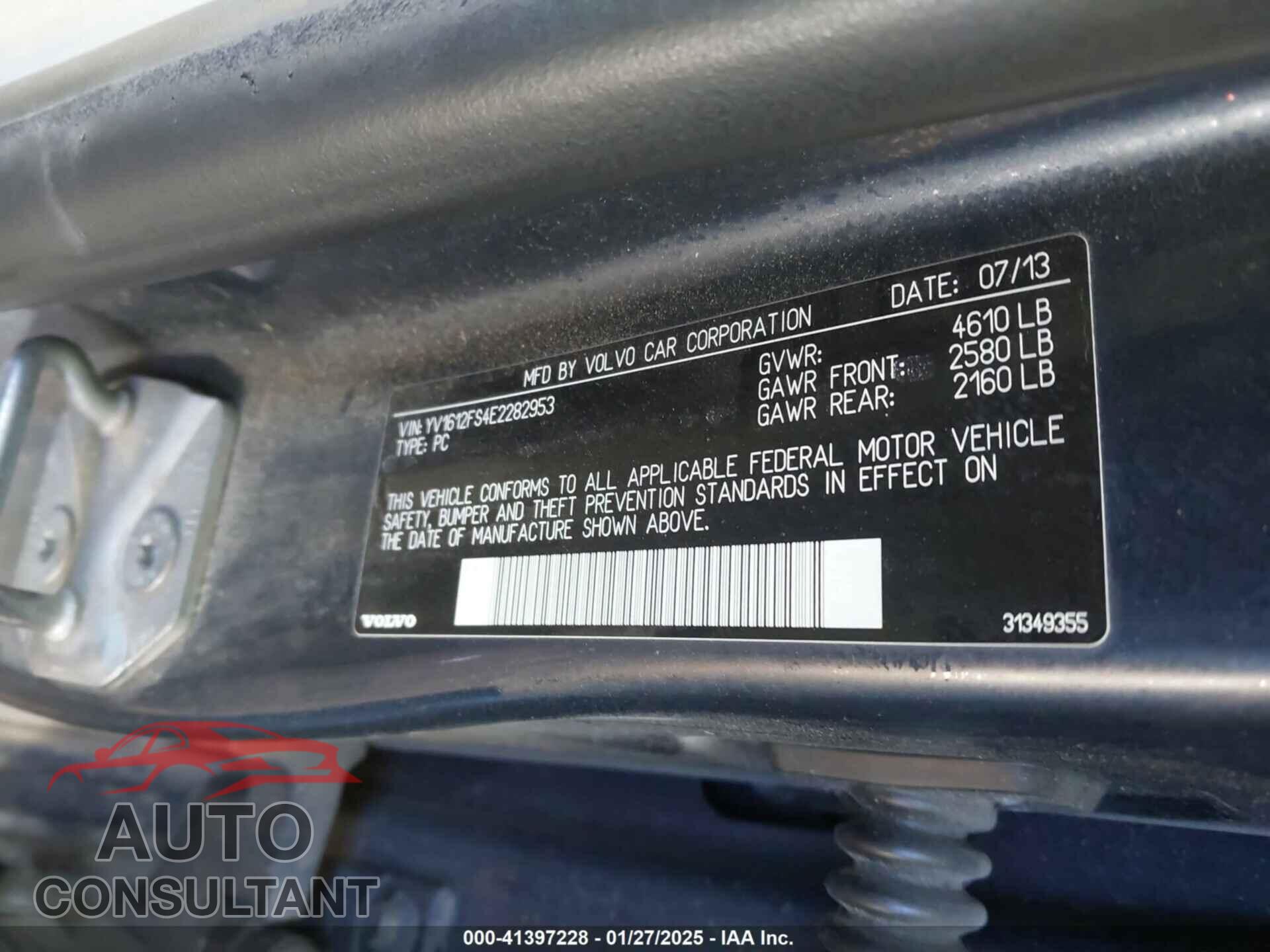 VOLVO S60 2014 - YV1612FS4E2282953