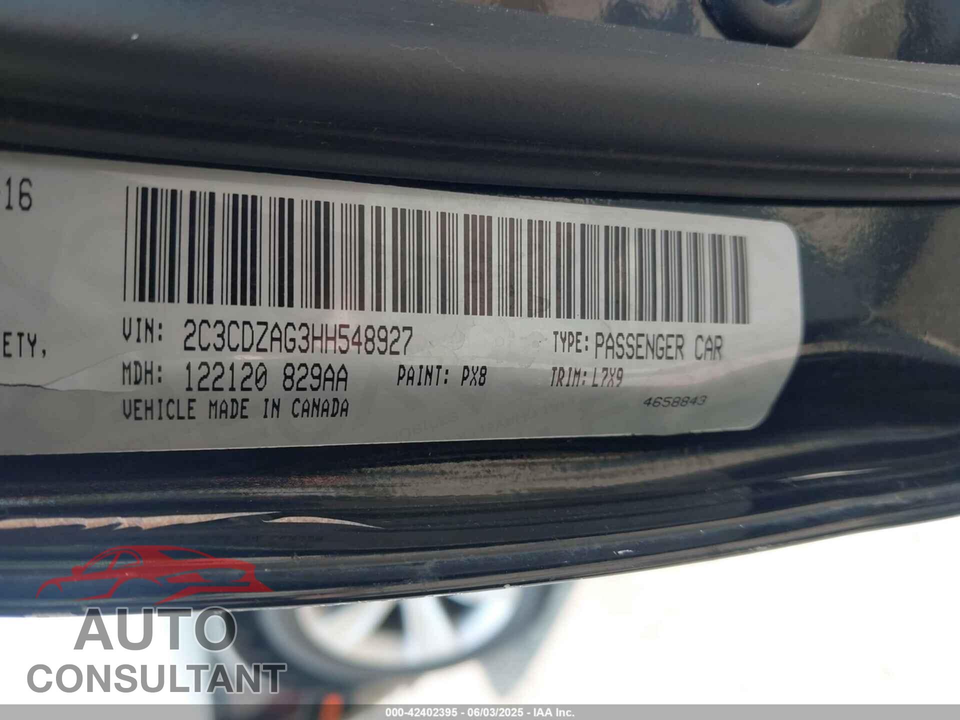 DODGE CHALLENGER 2017 - 2C3CDZAG3HH548927
