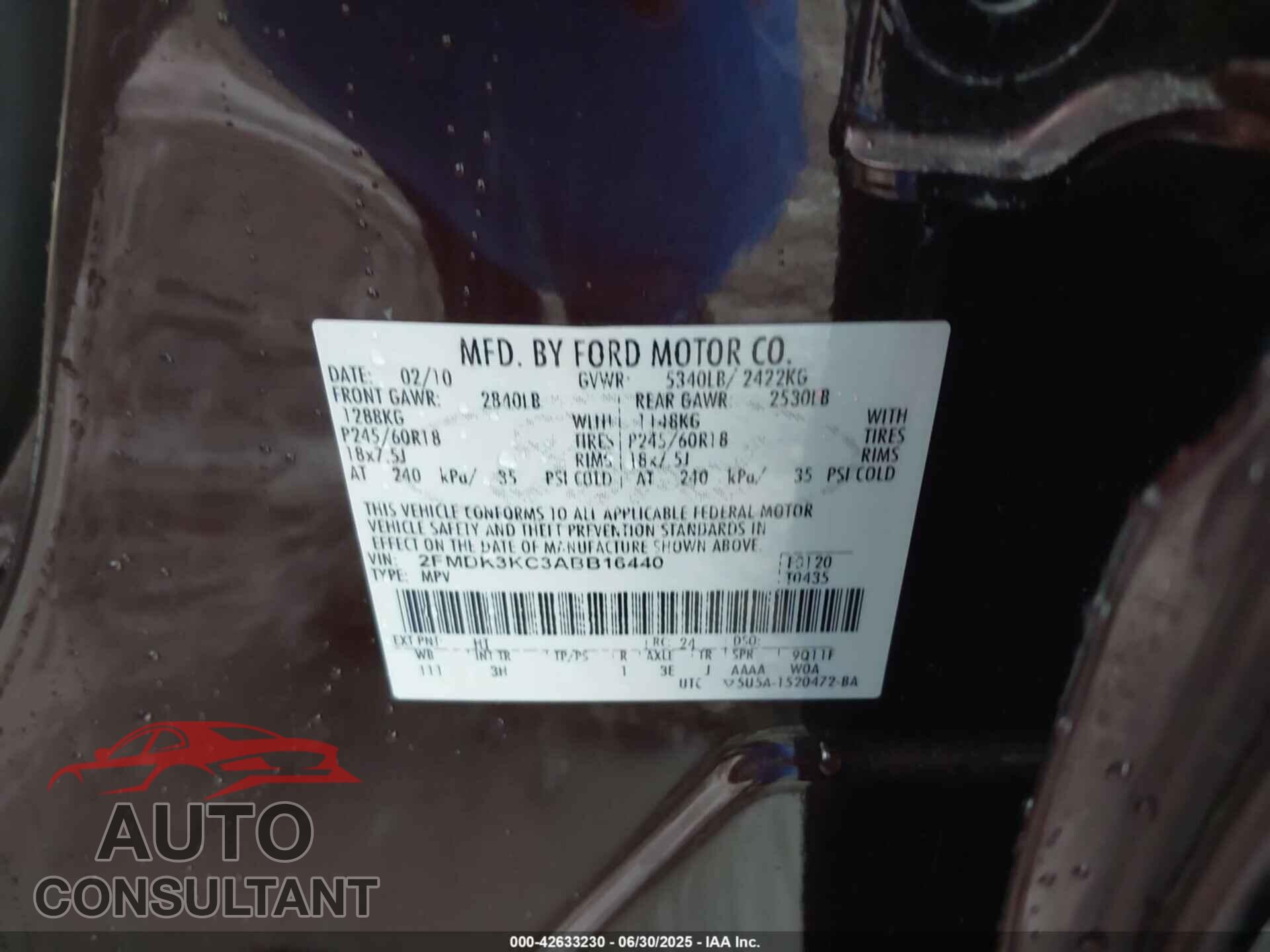 FORD EDGE 2010 - 2FMDK3KC3ABB16440