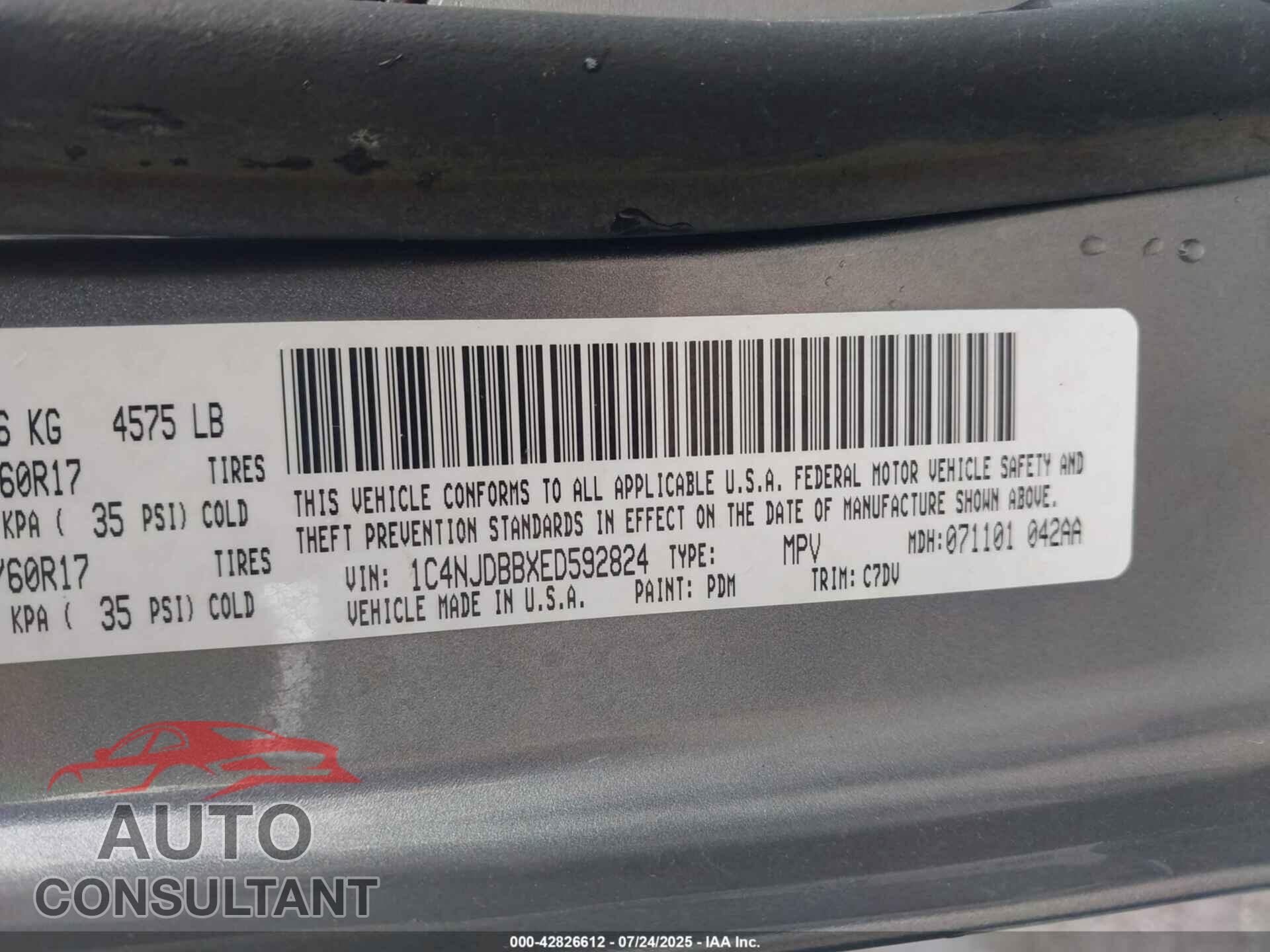 JEEP COMPASS 2014 - 1C4NJDBBXED592824