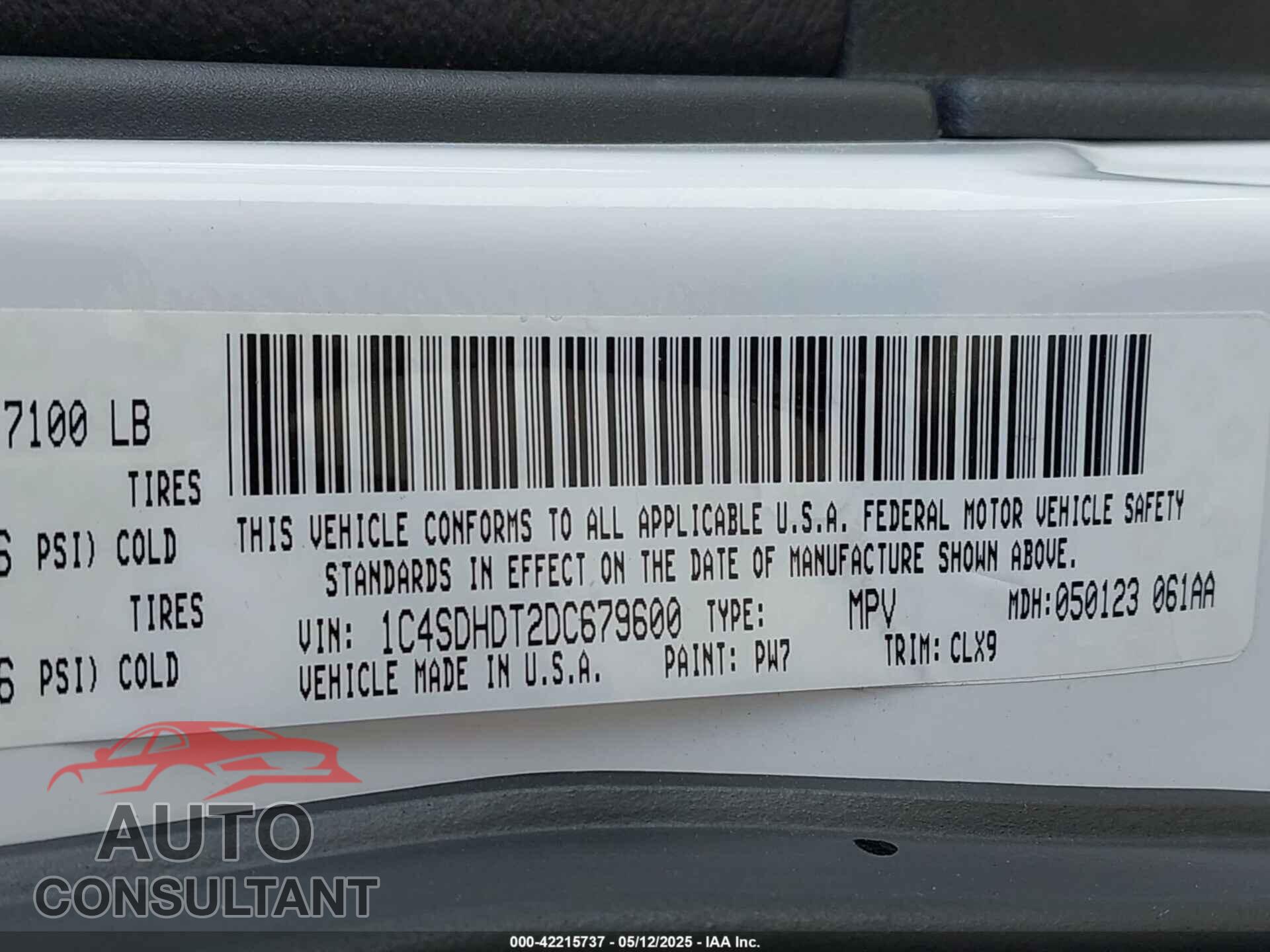 DODGE DURANGO 2013 - 1C4SDHDT2DC679600
