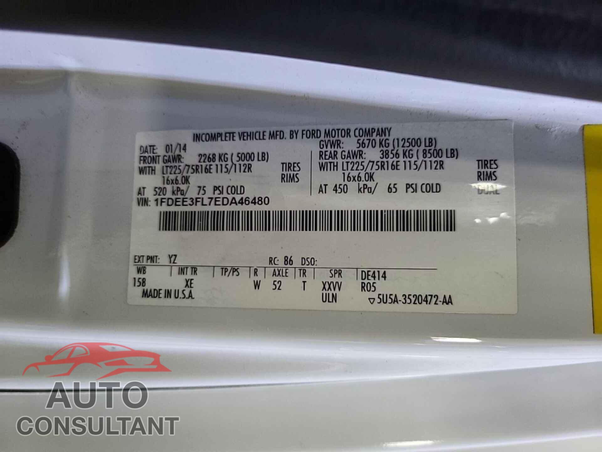 FORD ECONOLINE 2014 - 1FDEE3FL7EDA46480