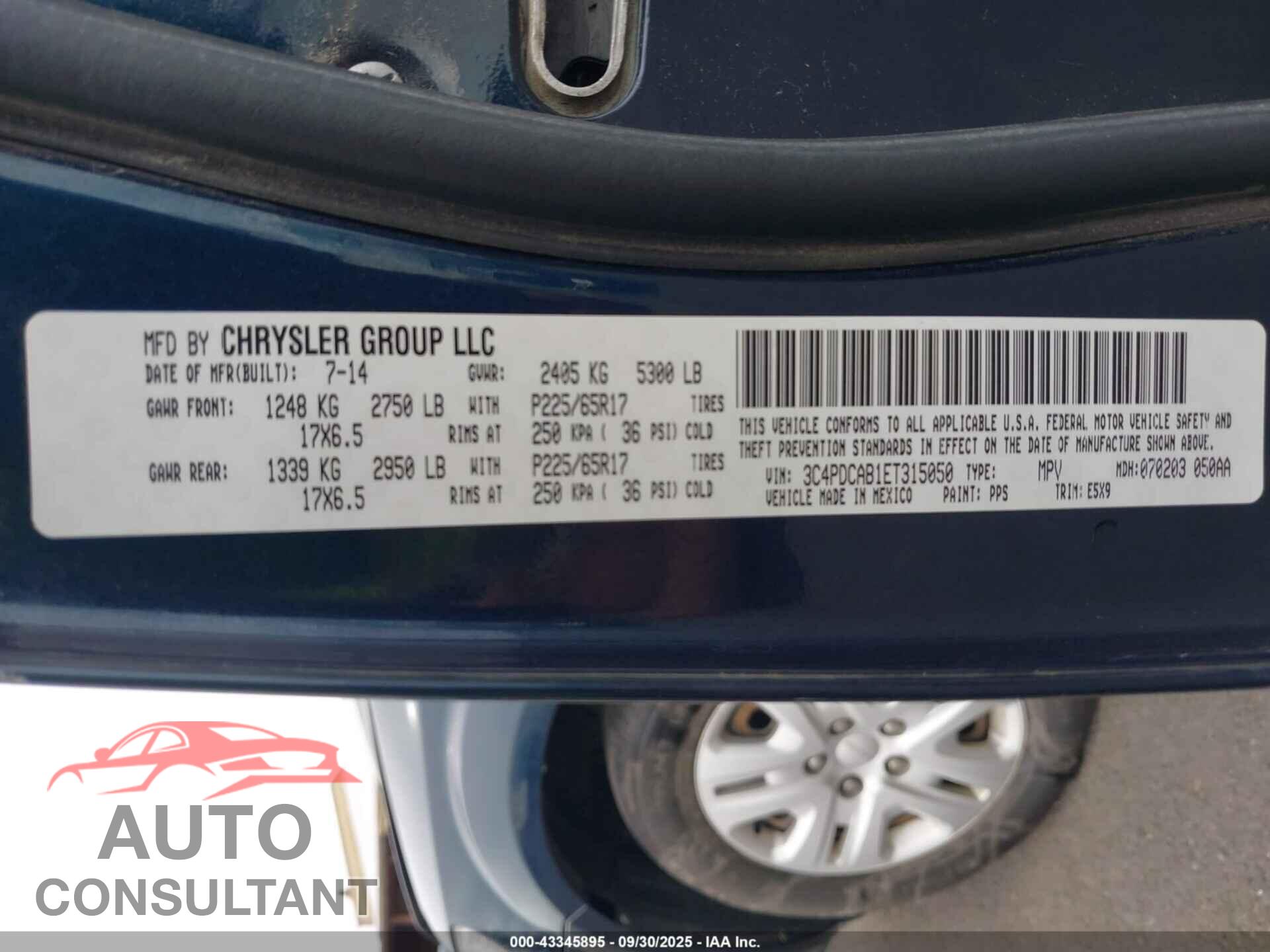 DODGE JOURNEY 2014 - 3C4PDCAB1ET315050