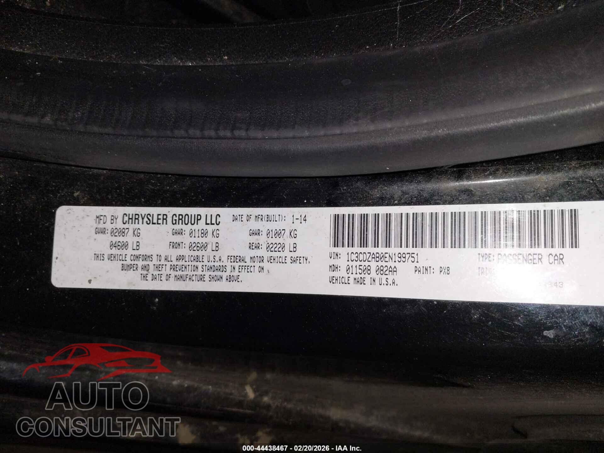 DODGE AVENGER 2014 - 1C3CDZAB0EN199751