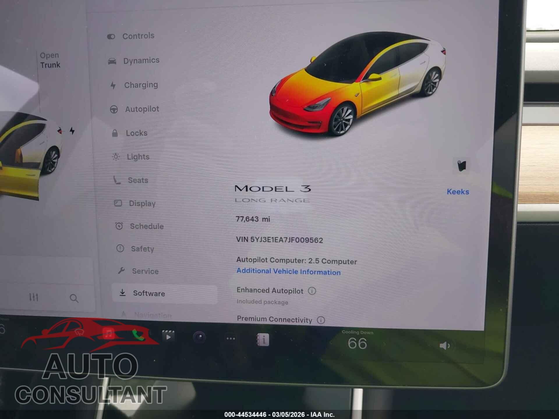 TESLA MODEL 3 2018 - 5YJ3E1EA7JF009562