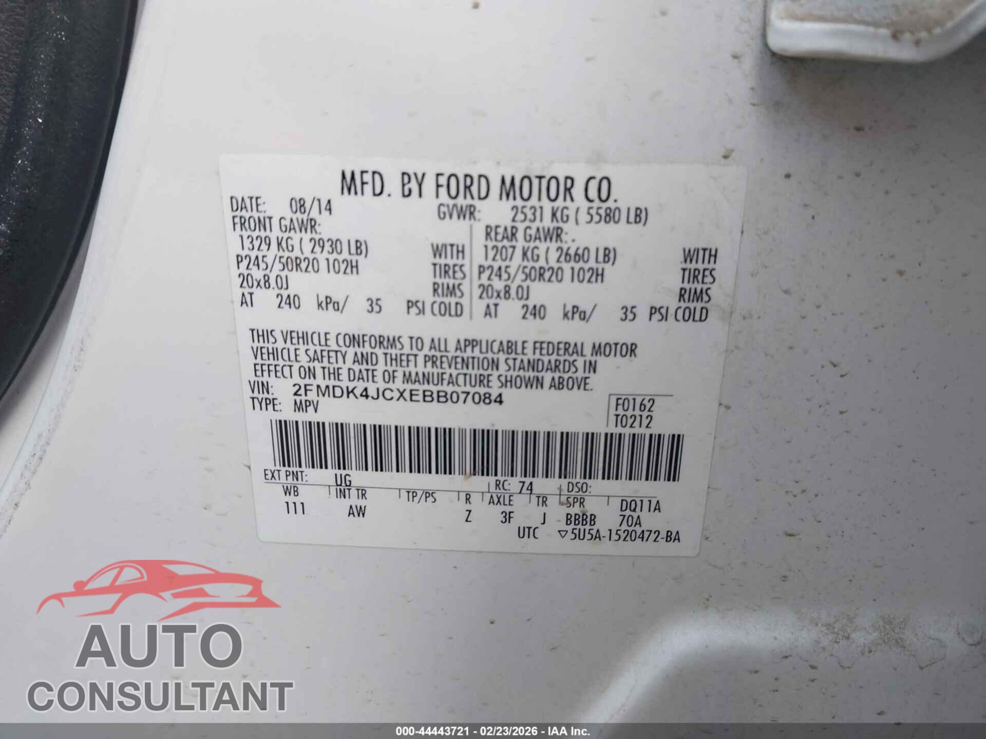 FORD EDGE 2014 - 2FMDK4JCXEBB07084