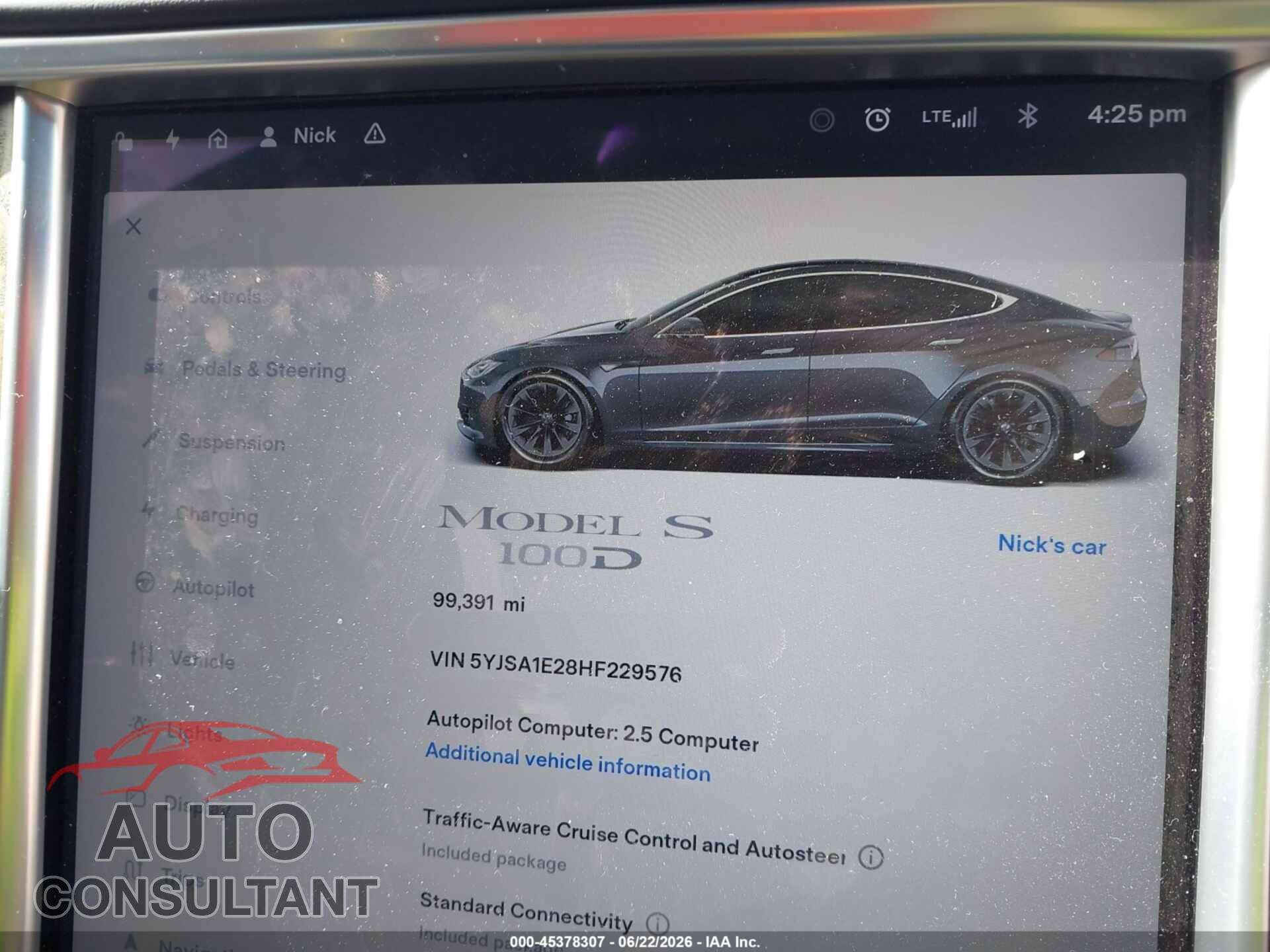 TESLA MODEL S 2017 - 5YJSA1E28HF229576