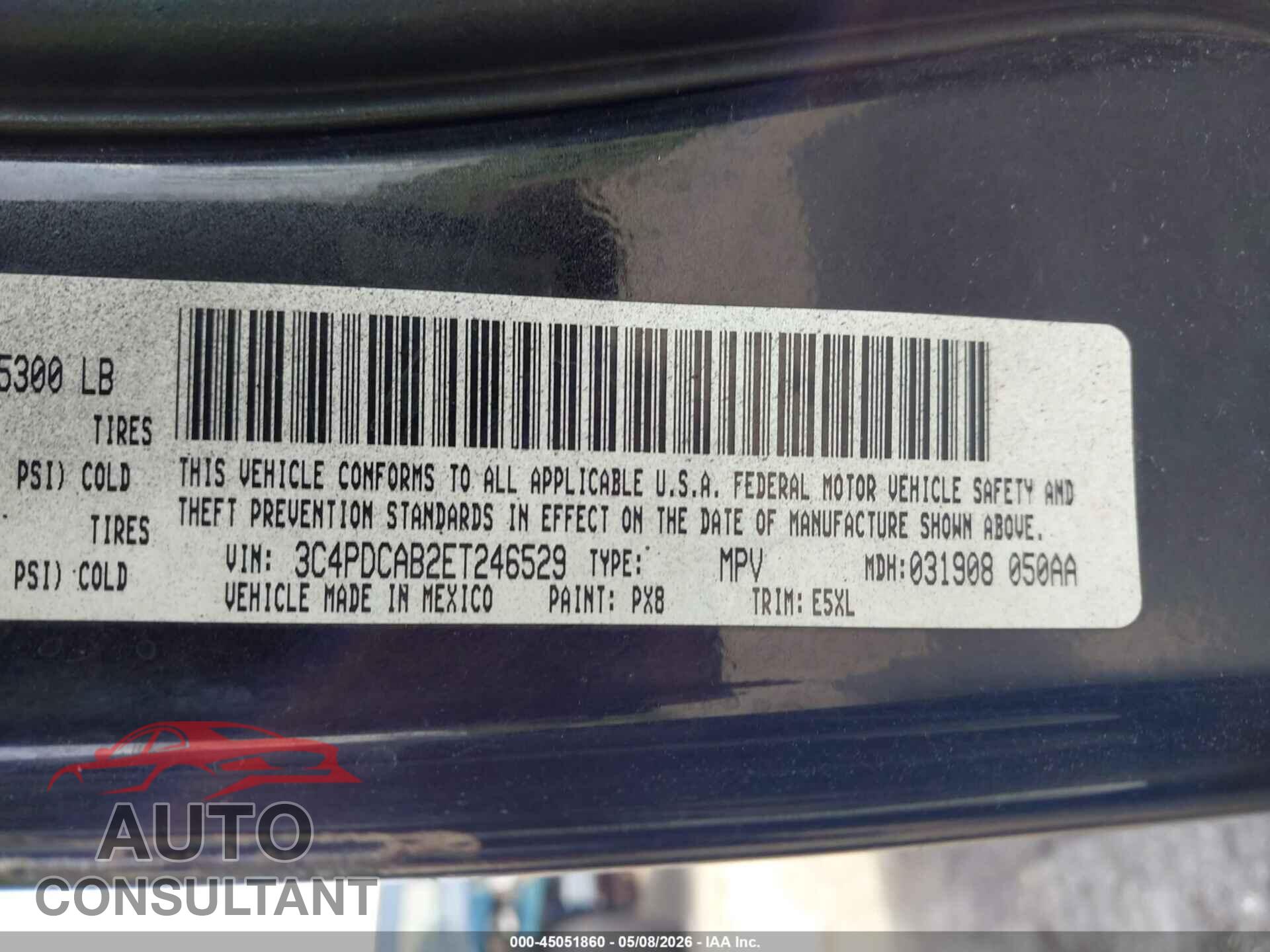 DODGE JOURNEY 2014 - 3C4PDCAB2ET246529