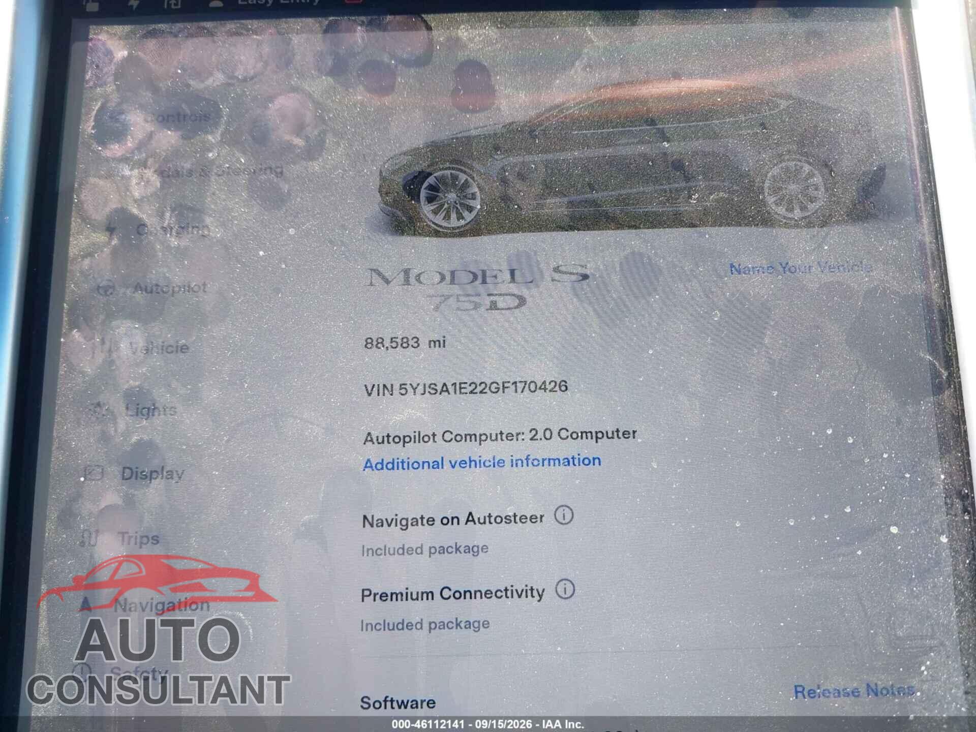 TESLA MODEL S 2016 - 5YJSA1E22GF170426