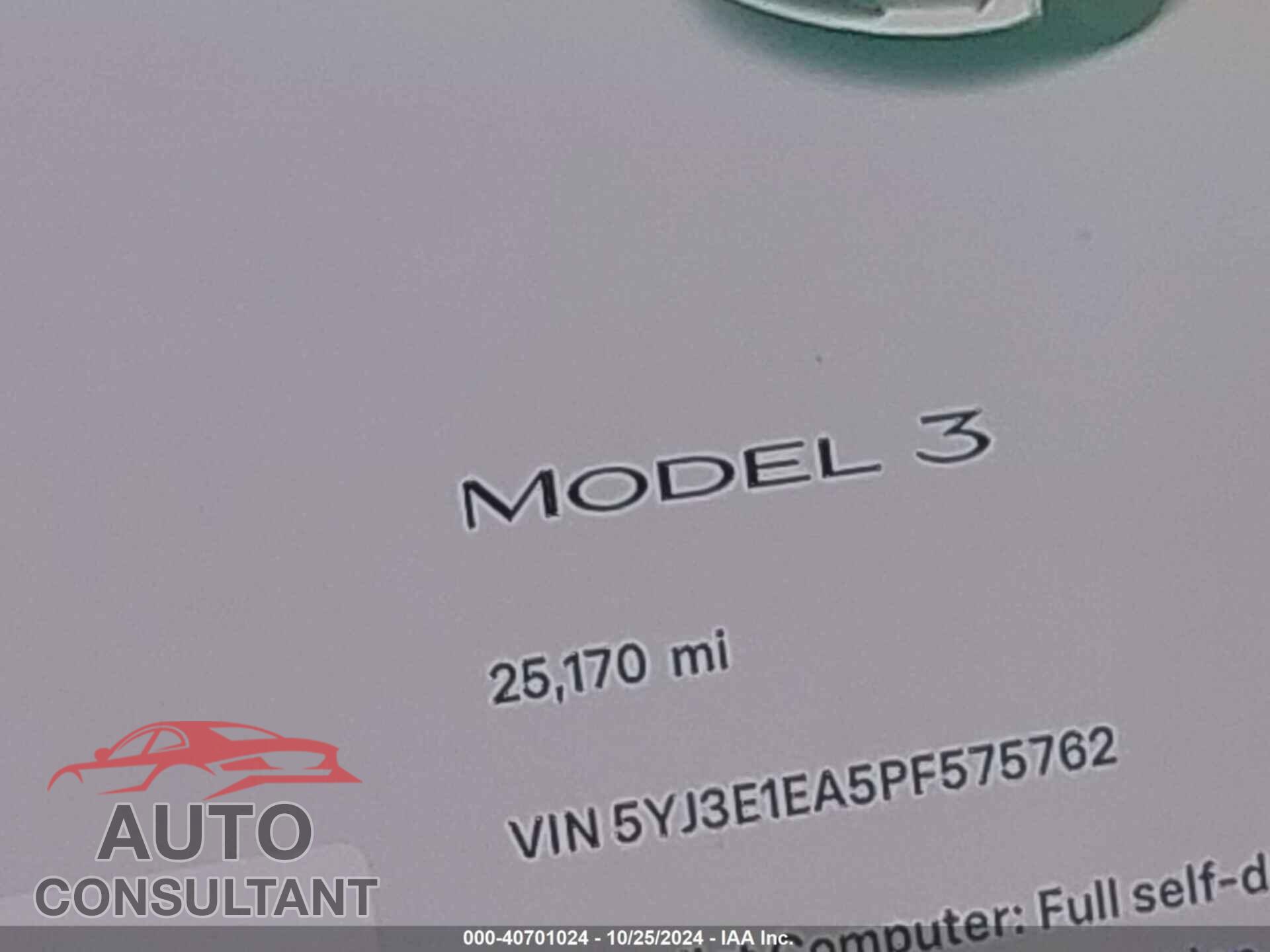 TESLA MODEL 3 2023 - 5YJ3E1EA5PF575762