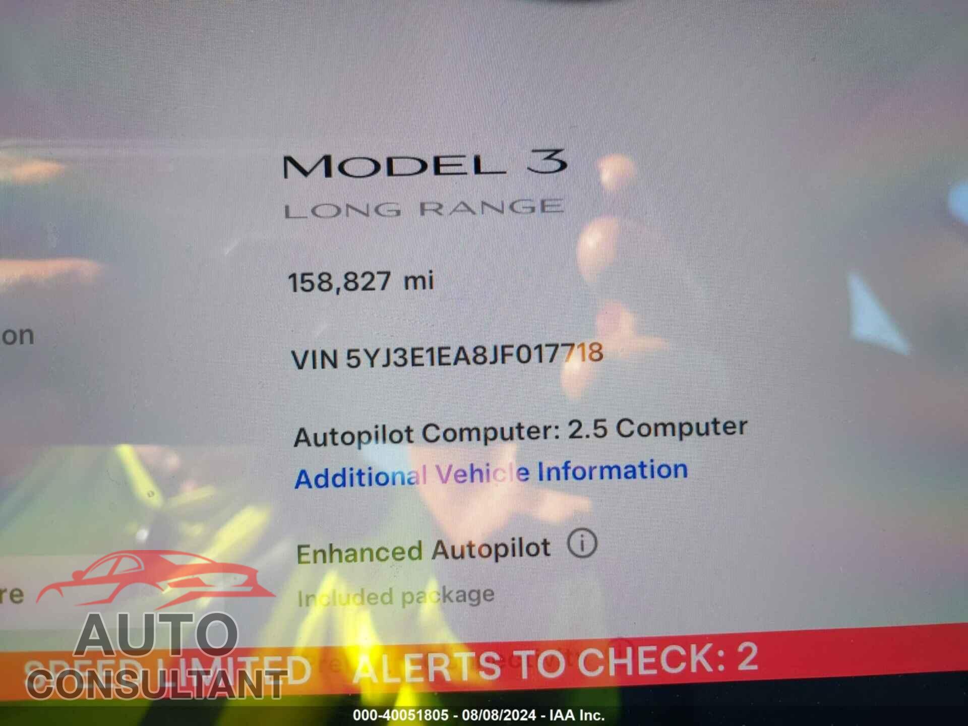 TESLA MODEL 3 2018 - 5YJ3E1EA8JF017718