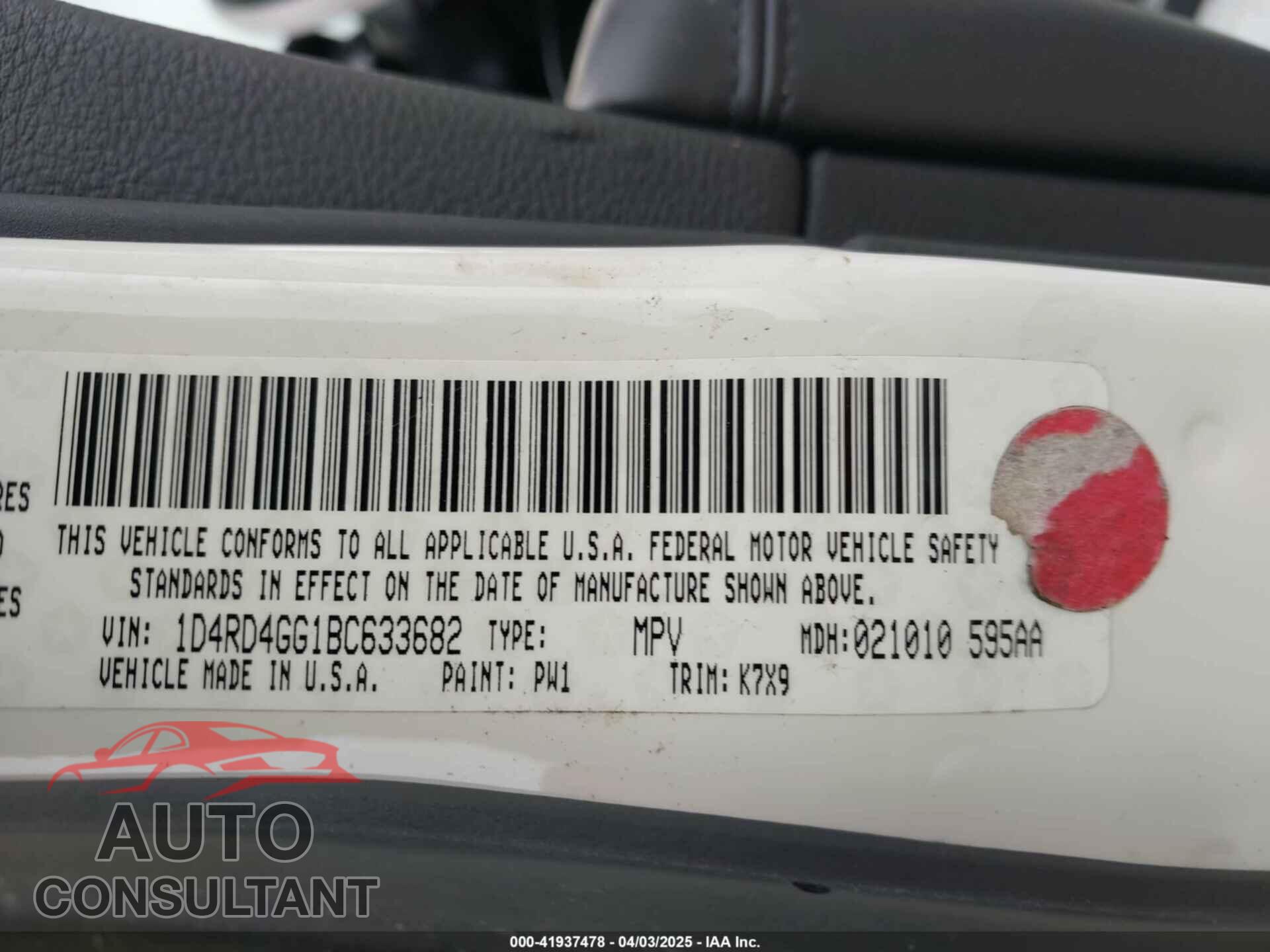 DODGE DURANGO 2011 - 1D4RD4GG1BC633682