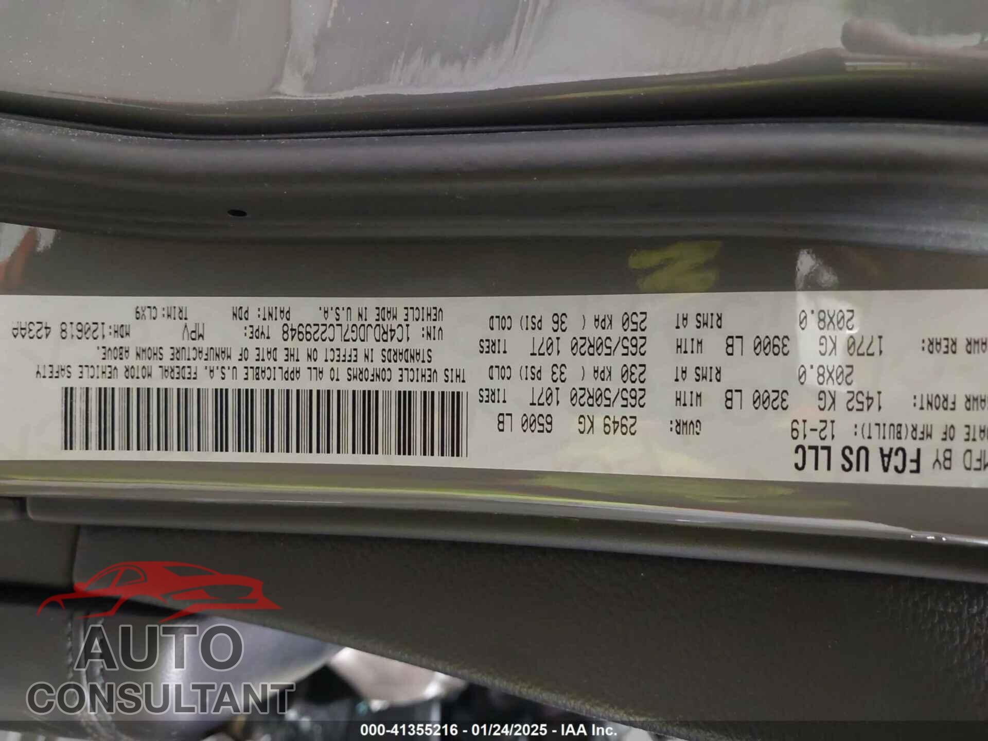 DODGE DURANGO 2020 - 1C4RDJDG7LC229948
