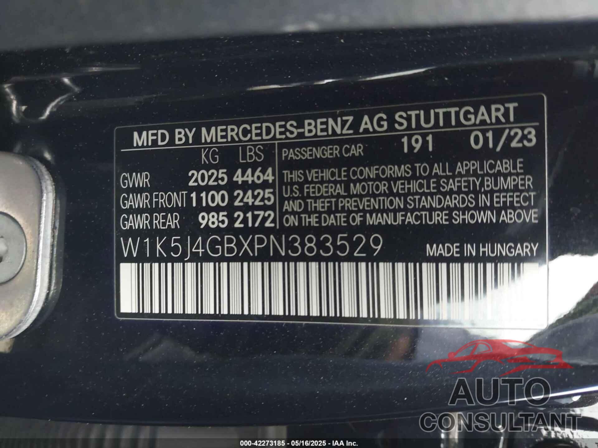 MERCEDES-BENZ CLA 250 COUPE 2023 - W1K5J4GBXPN383529