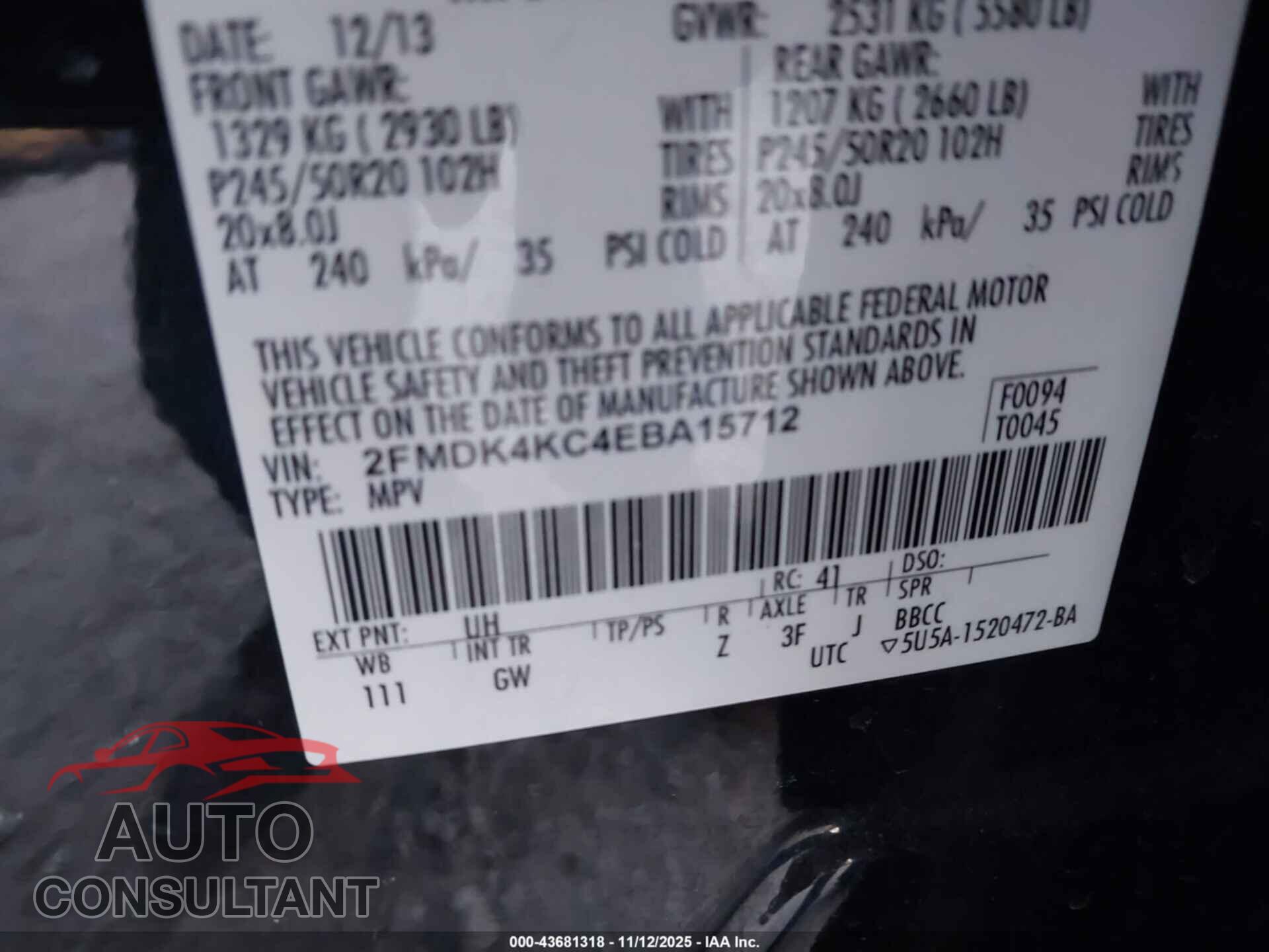 FORD EDGE 2014 - 2FMDK4KC4EBA15712