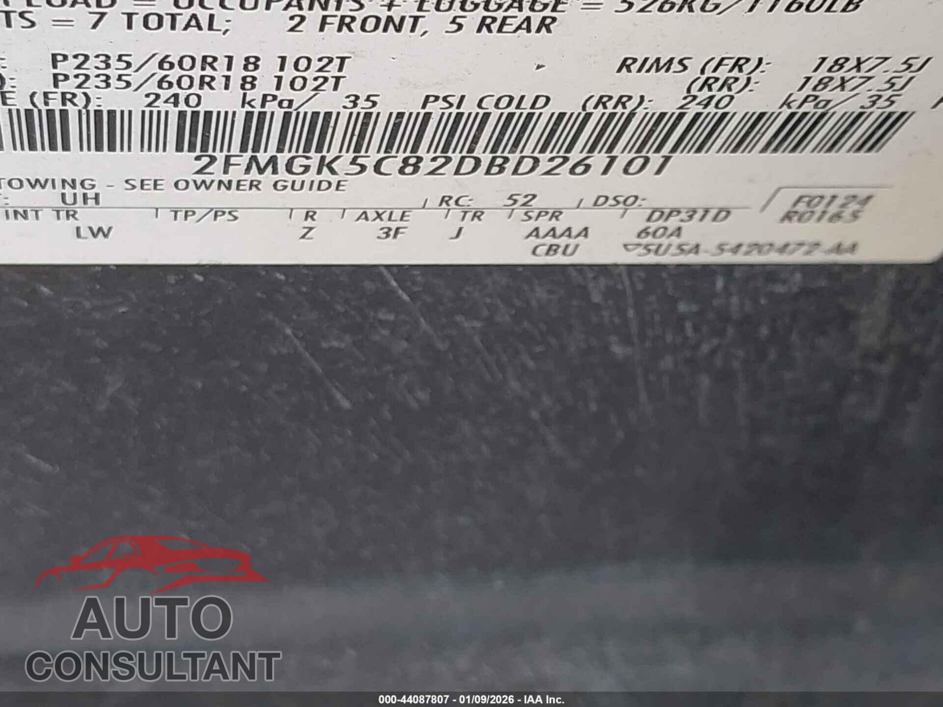 FORD FLEX 2013 - 2FMGK5C82DBD26101