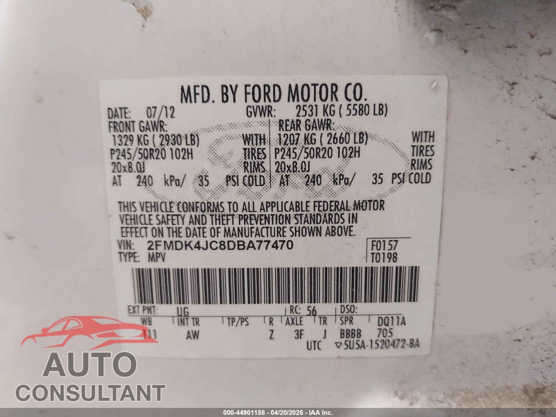 FORD EDGE 2013 - 2FMDK4JC8DBA77470