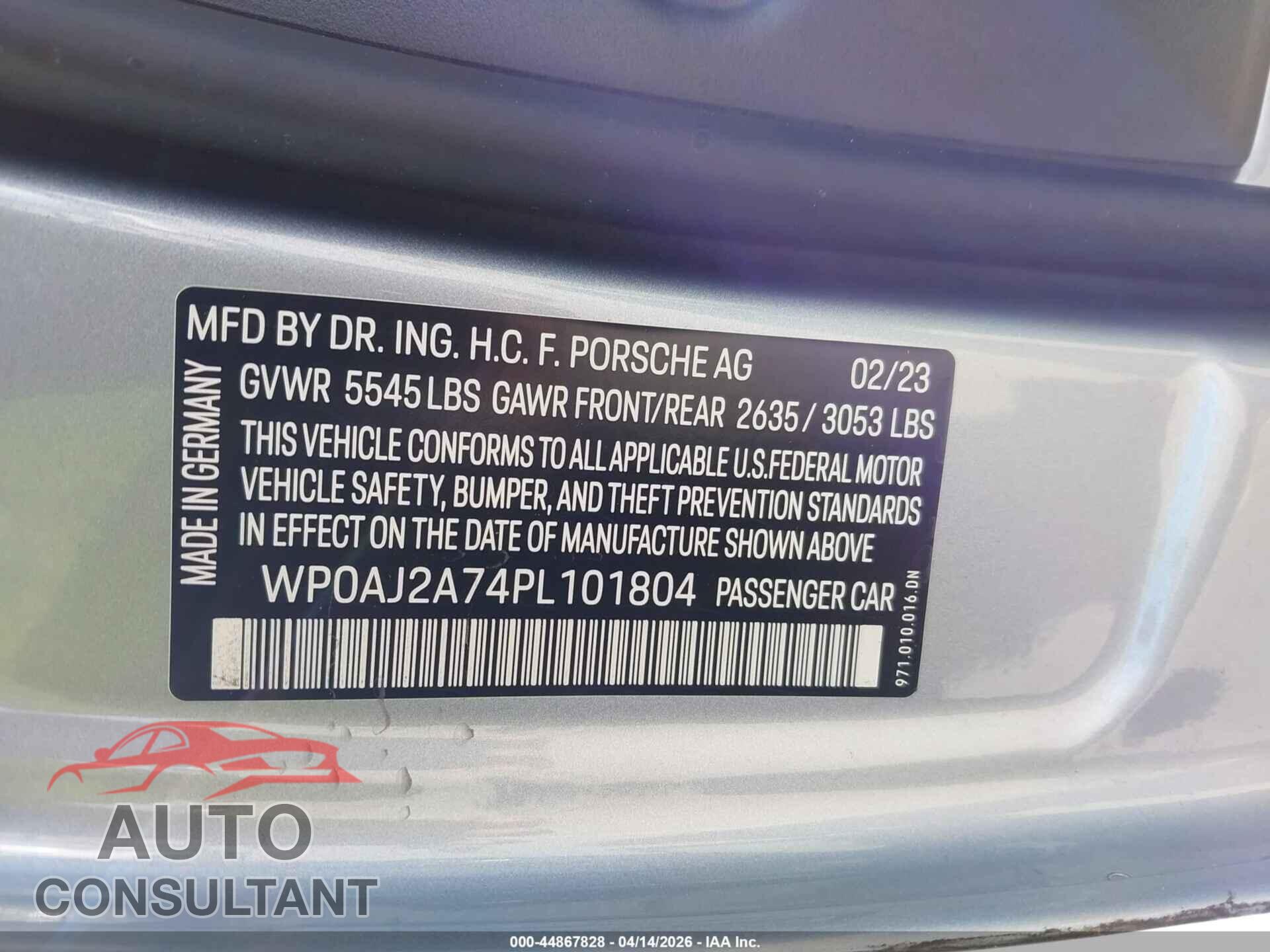 PORSCHE PANAMERA 2023 - WP0AJ2A74PL101804