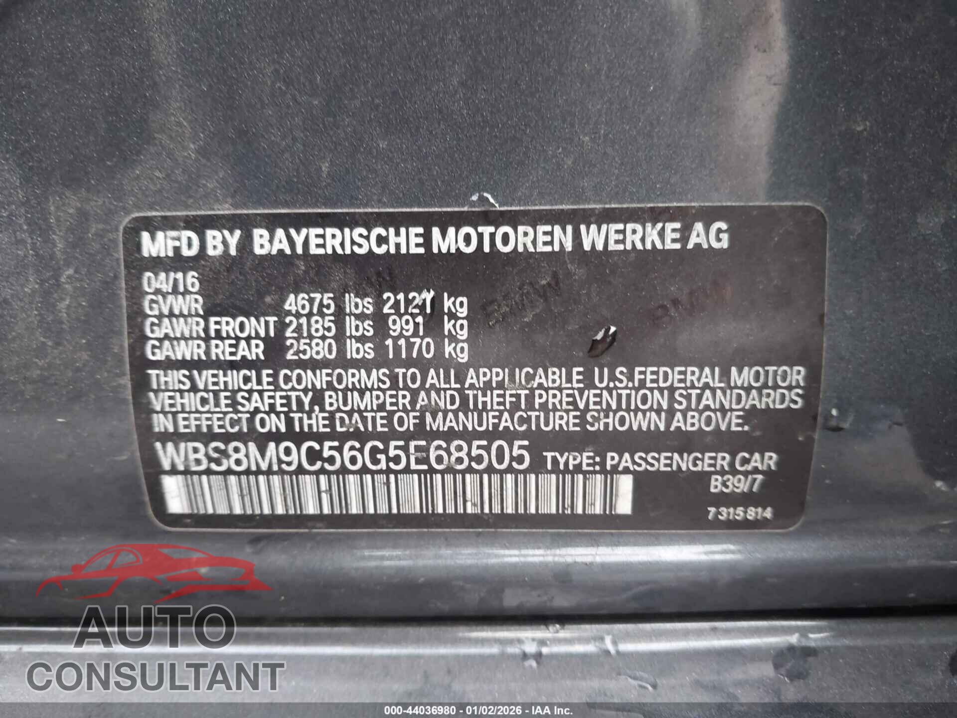 BMW M3 2016 - WBS8M9C56G5E68505