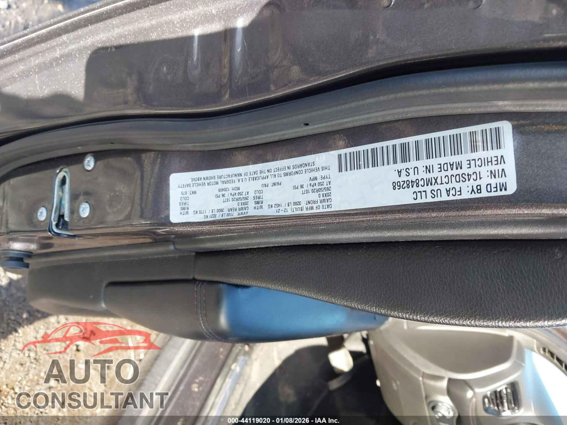 DODGE DURANGO 2021 - 1C4SDJCTXMC848268