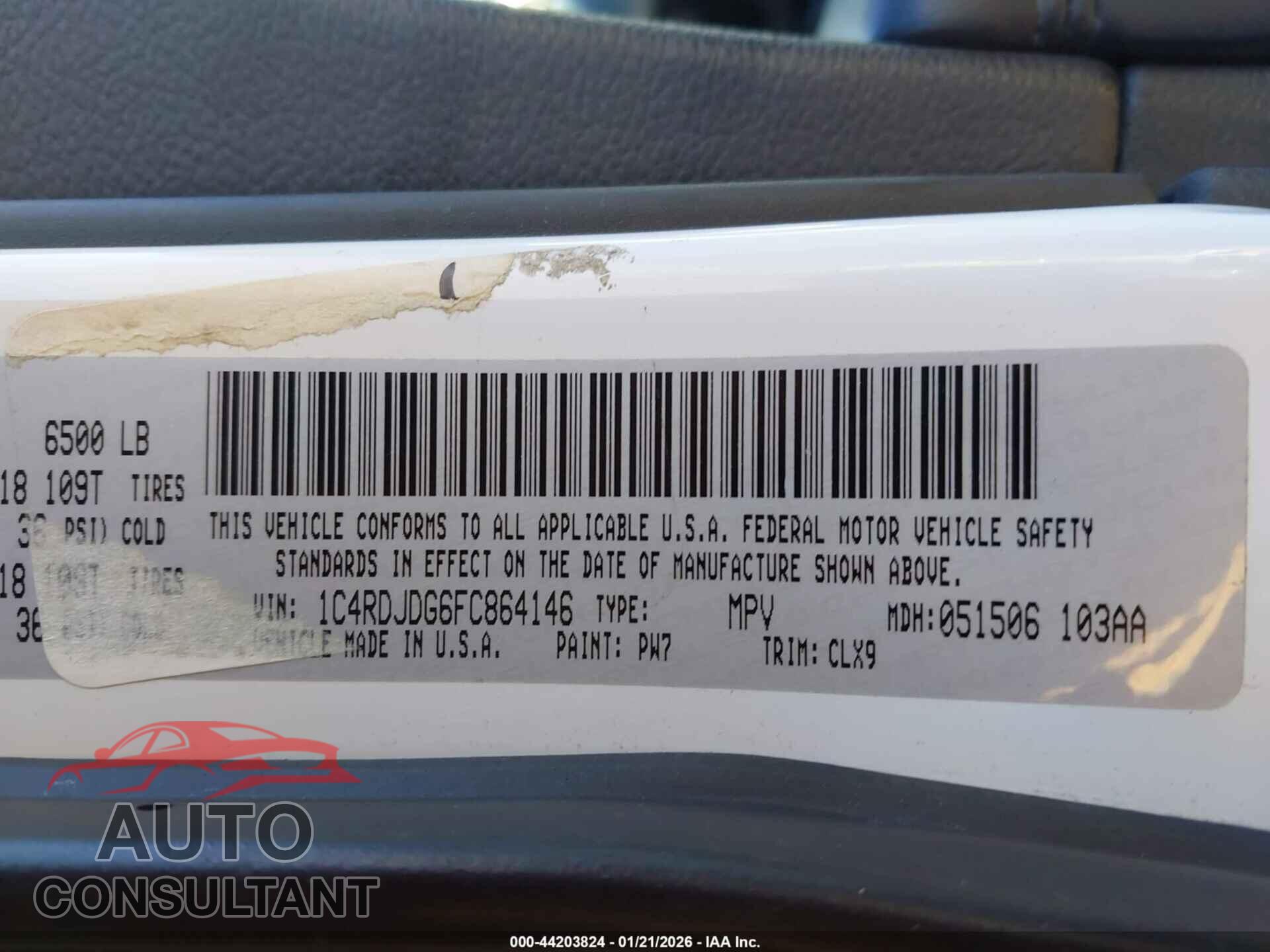 DODGE DURANGO 2015 - 1C4RDJDG6FC864146