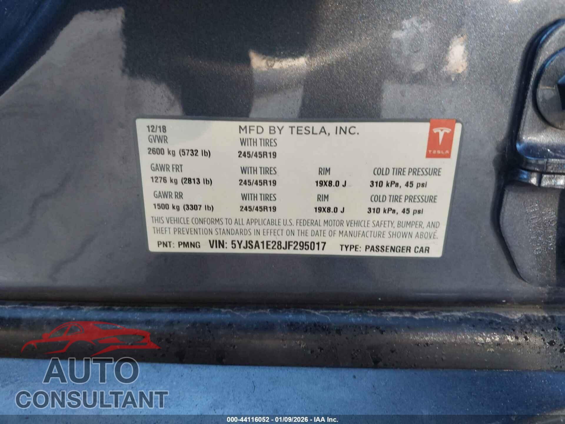 TESLA MODEL S 2018 - 5YJSA1E28JF295017