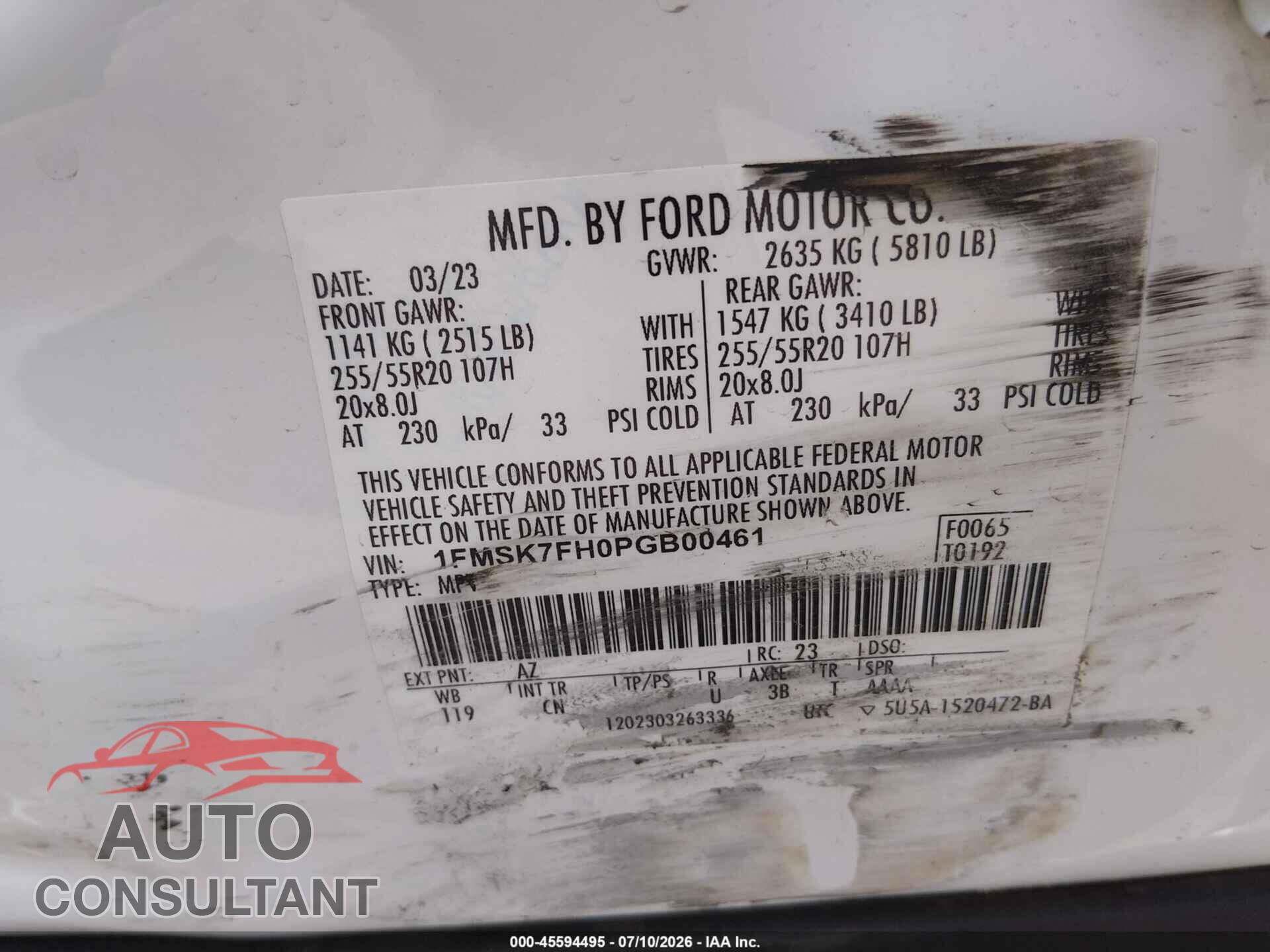 FORD EXPLORER 2023 - 1FMSK7FH0PGB00461