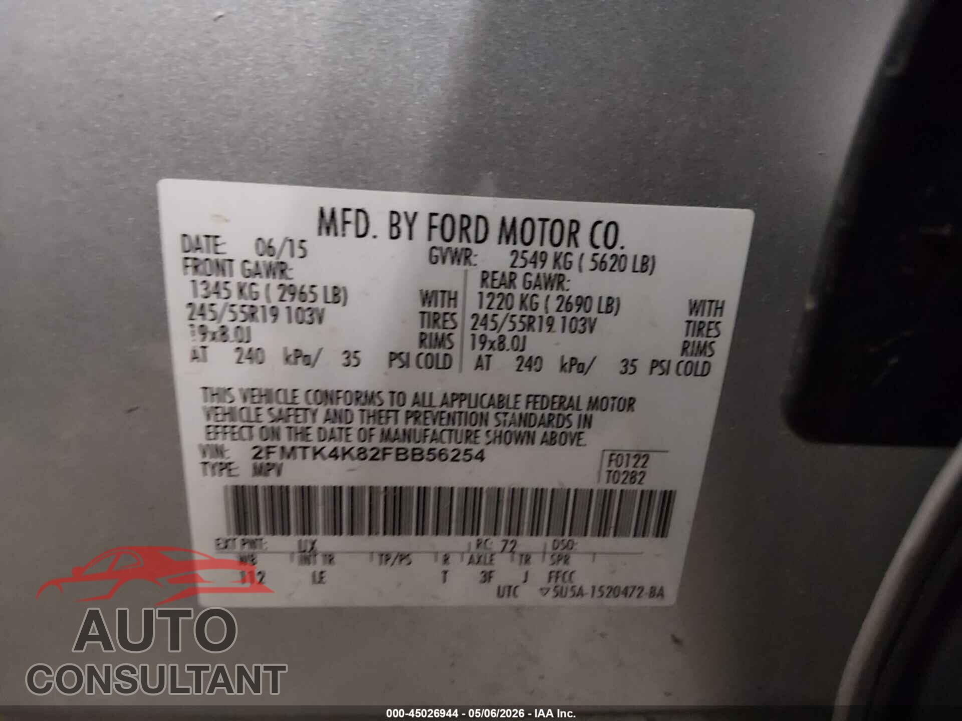 FORD EDGE 2015 - 2FMTK4K82FBB56254