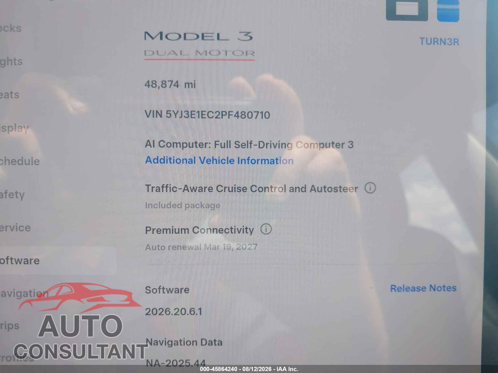 TESLA MODEL 3 2023 - 5YJ3E1EC2PF480710
