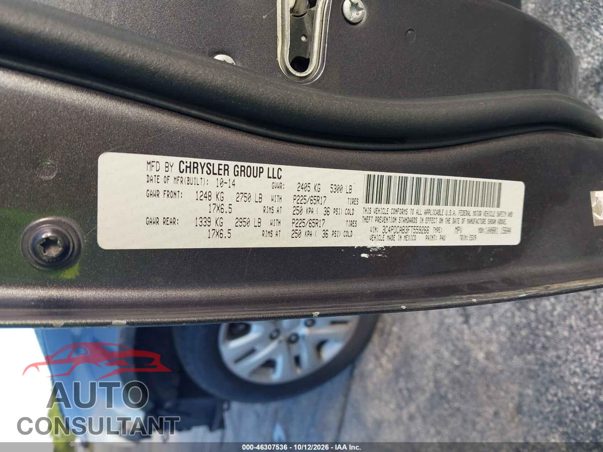 DODGE JOURNEY 2015 - 3C4PDCAB3FT559266