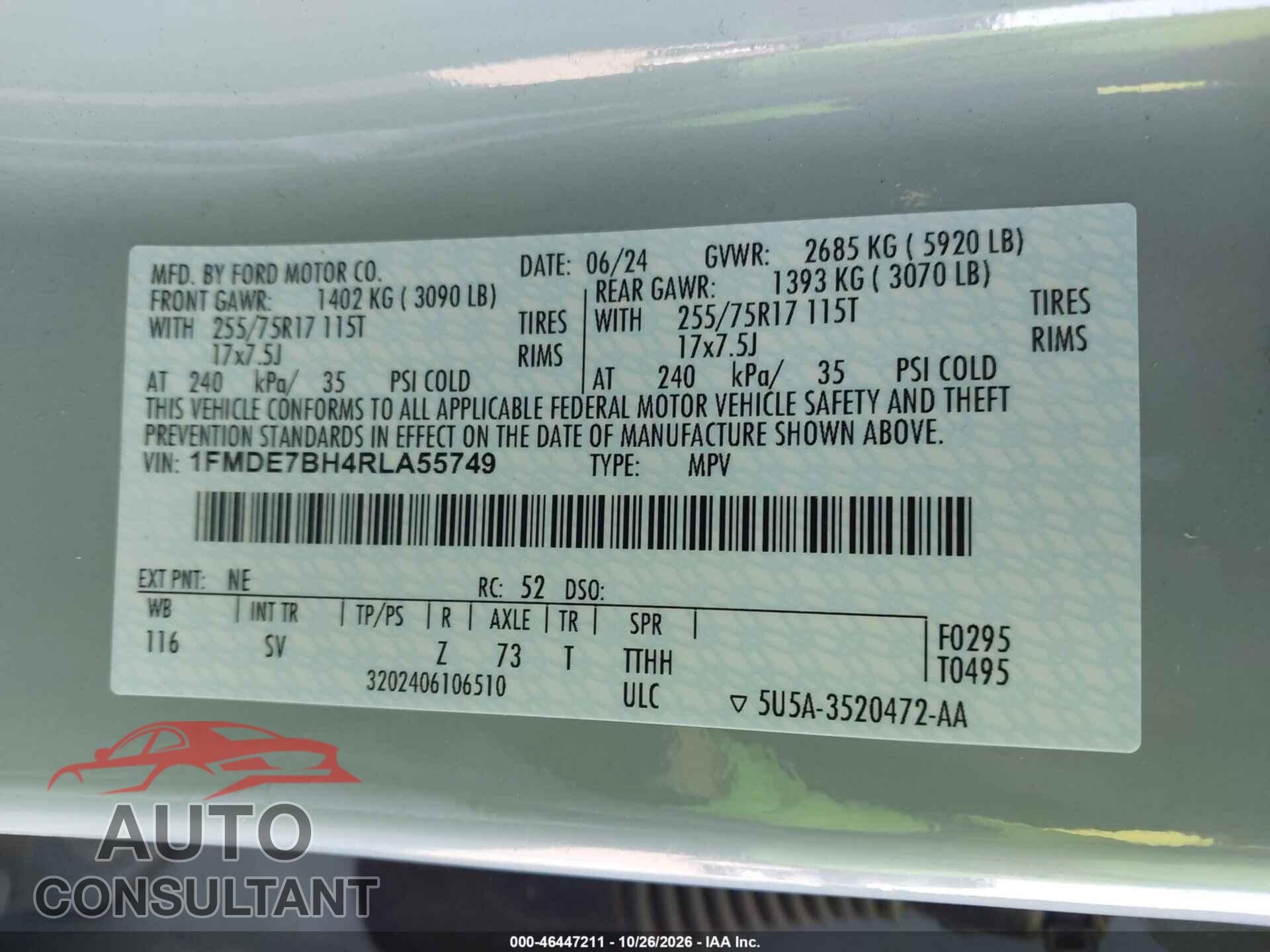 FORD BRONCO 2024 - 1FMDE7BH4RLA55749