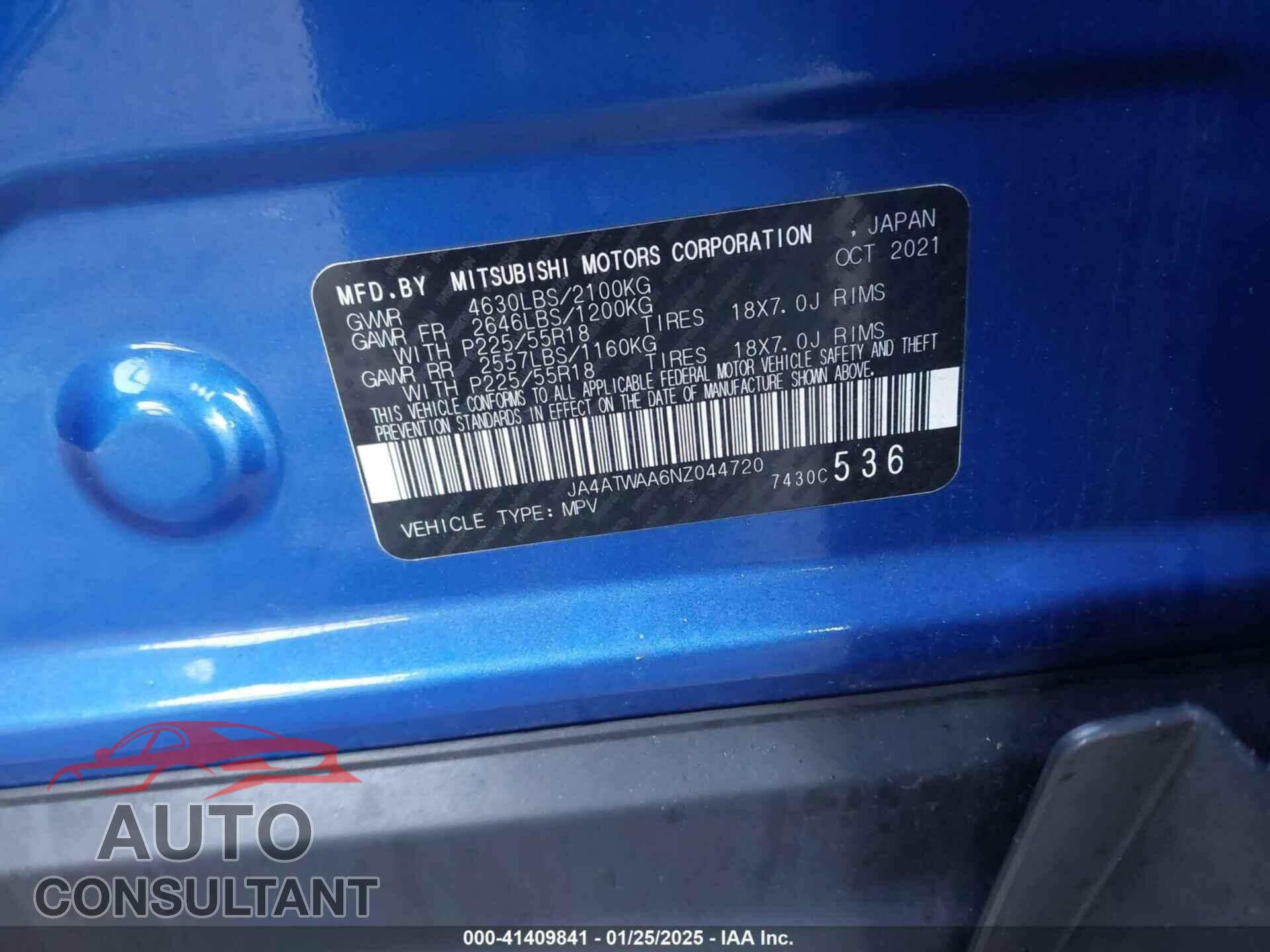MITSUBISHI ECLIPSE CROSS 2022 - JA4ATWAA6NZ044720