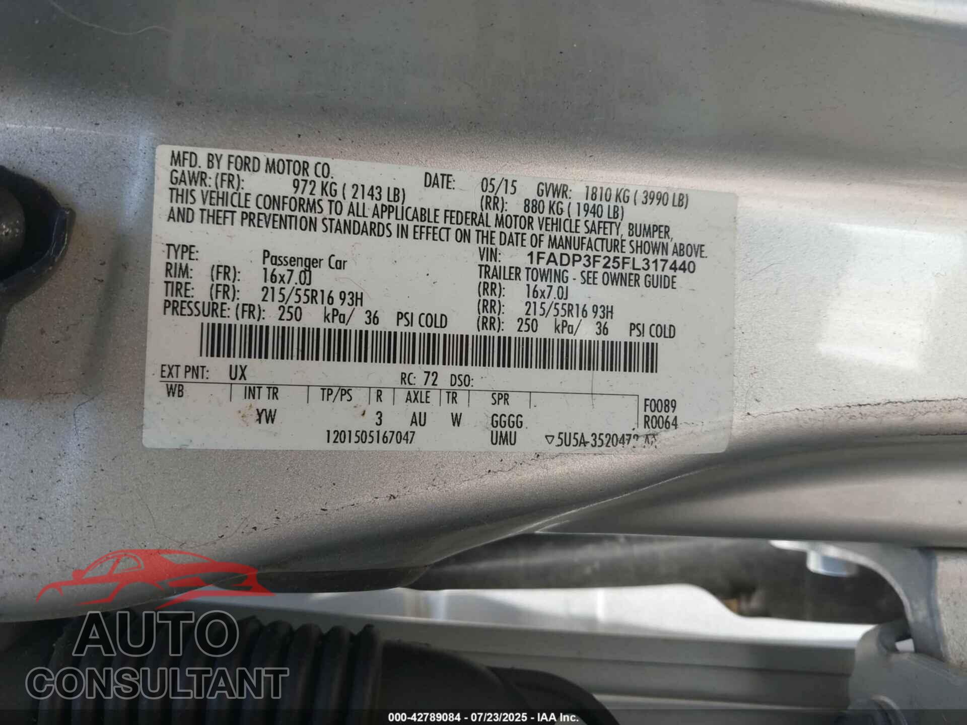 FORD FOCUS 2015 - 1FADP3F25FL317440