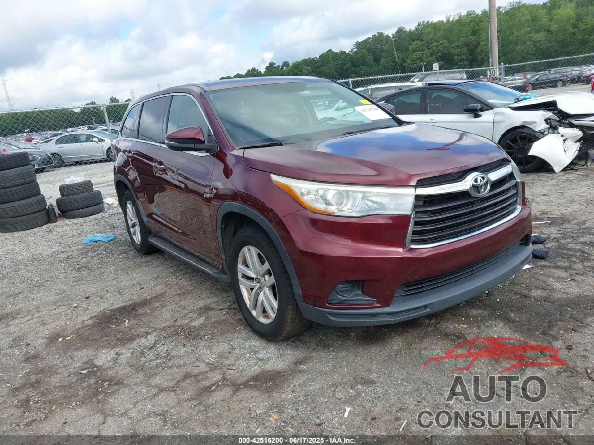 TOYOTA HIGHLANDER 2015 - 5TDZKRFH0FS088086