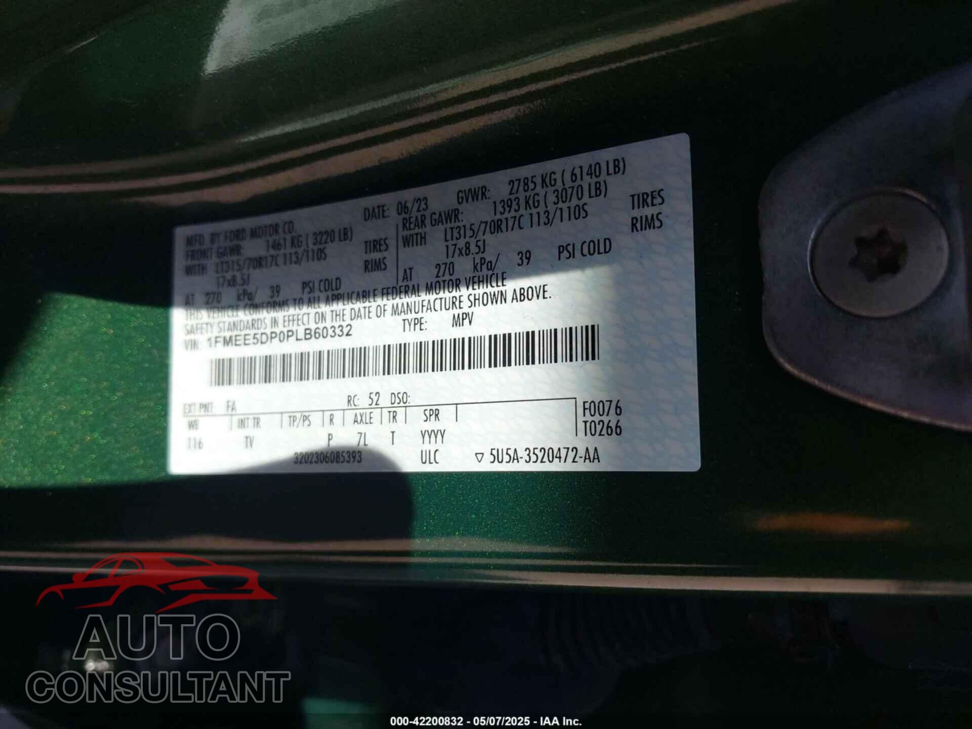 FORD BRONCO 2023 - 1FMEE5DP0PLB60332