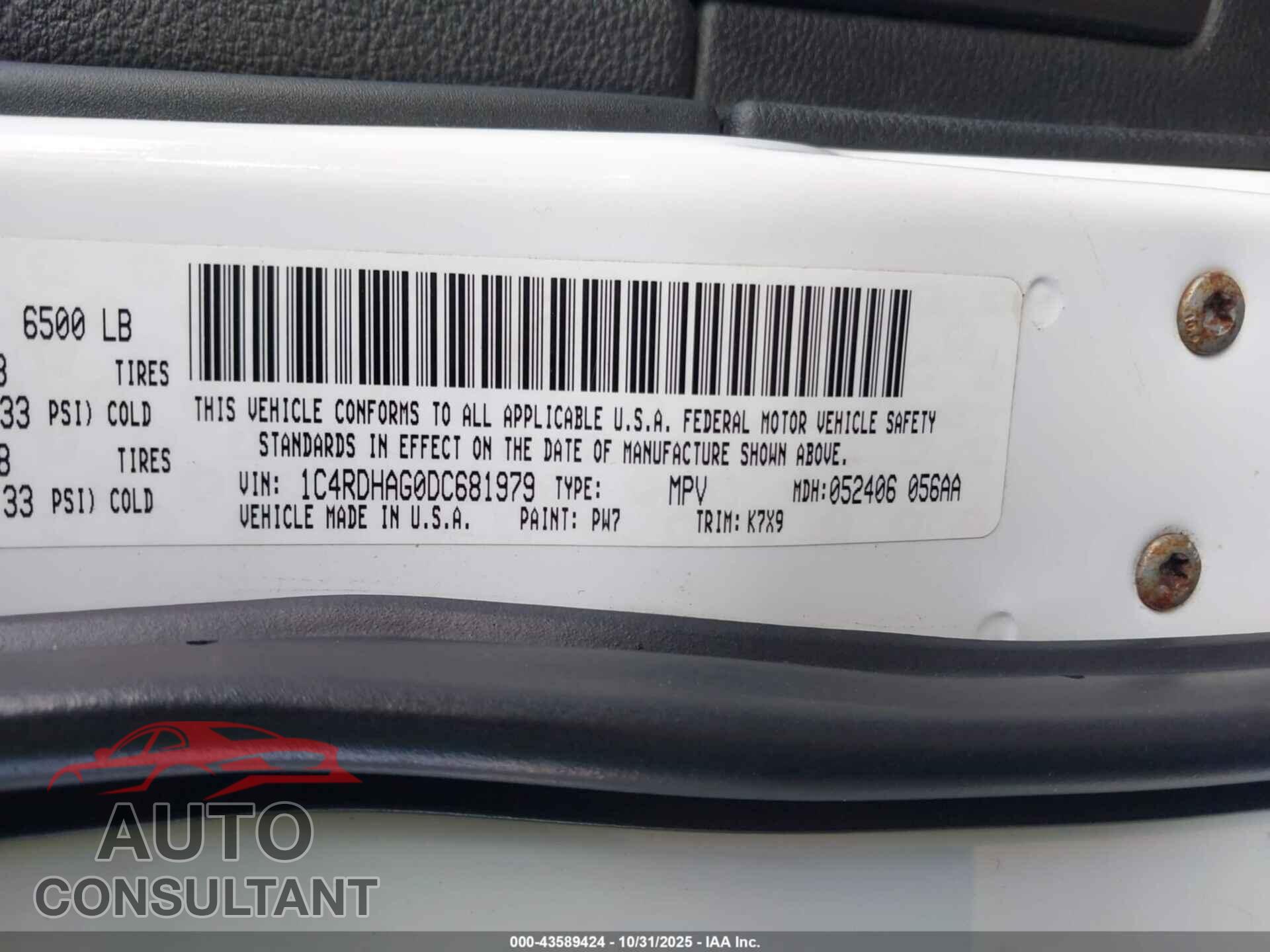 DODGE DURANGO 2013 - 1C4RDHAG0DC681979